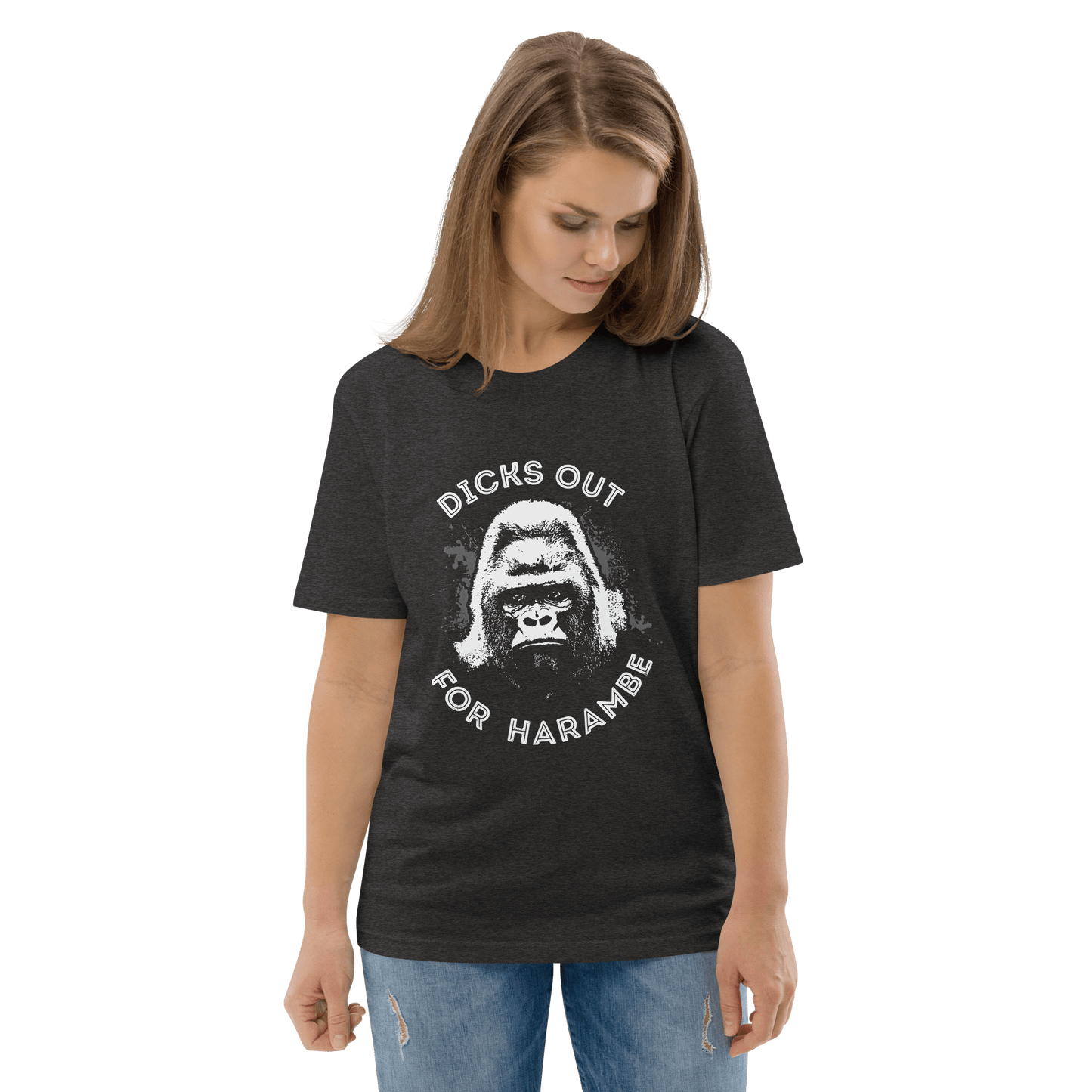 Harambe Premium Organic T-Shirt Meme - Dark Heather Grey | Shirtposting