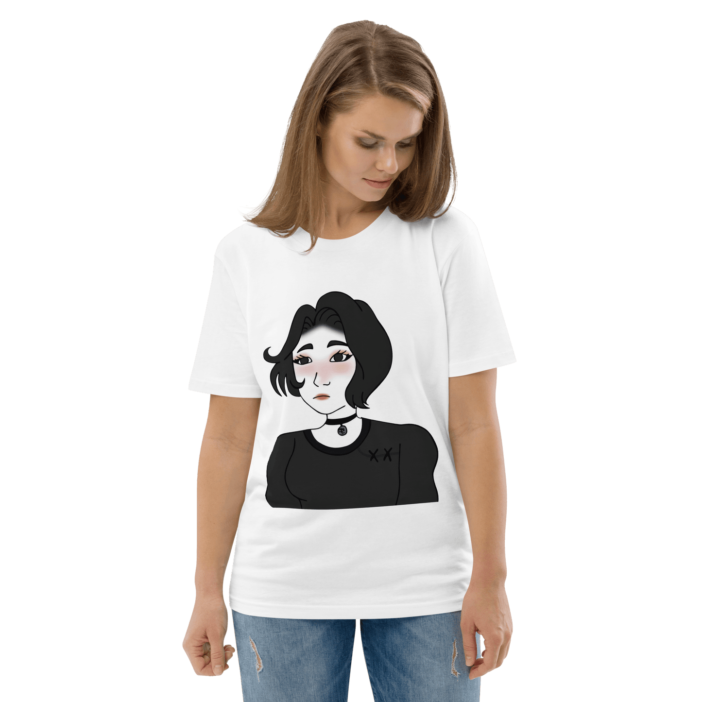 Wojak Girl Premium Organic T-Shirt Meme - Dark Heather Grey | Shirtposting