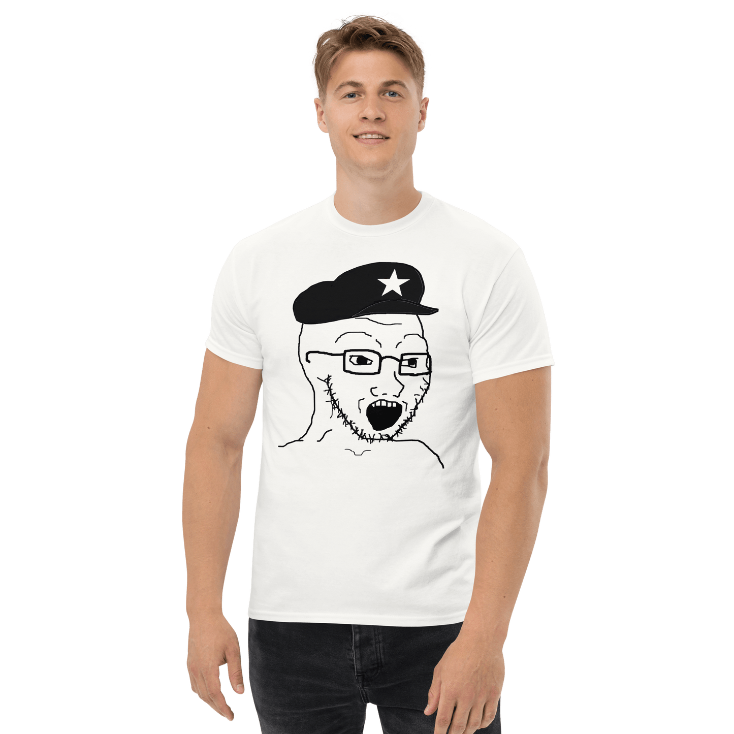 AuthLeft Wojak Meme Classic T-Shirt Meme - Ash | Shirtposting