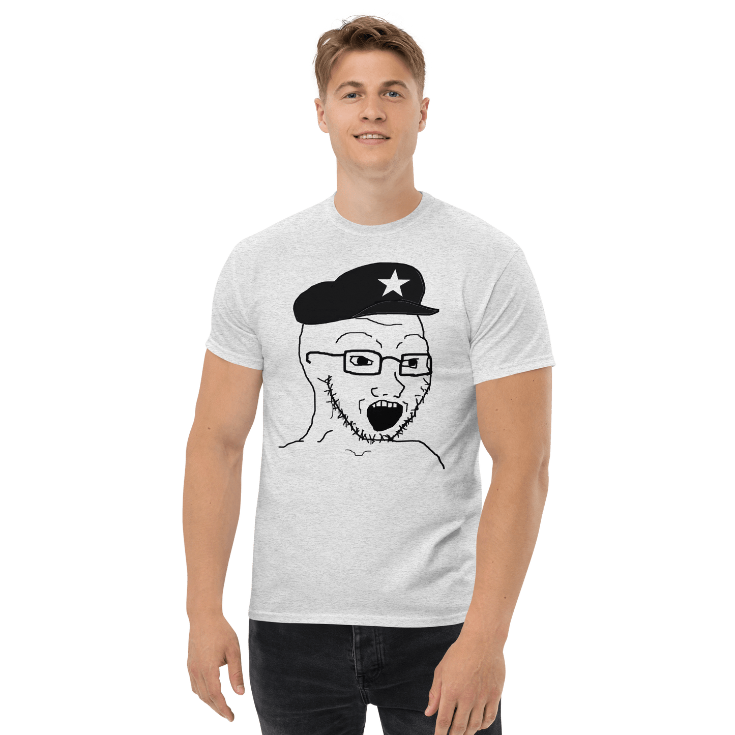 AuthLeft Wojak Meme Classic T-Shirt Meme - Ash | Shirtposting