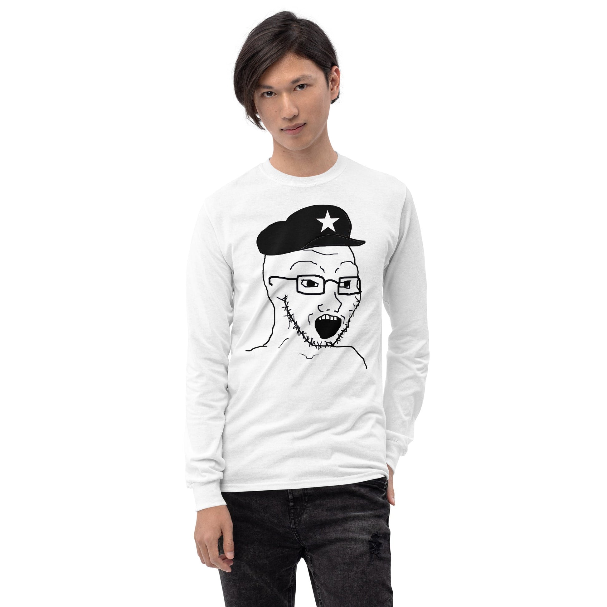 AuthLeft Wojak Meme Long Sleeve T-Shirt Meme - Sport Grey | Shirtposting