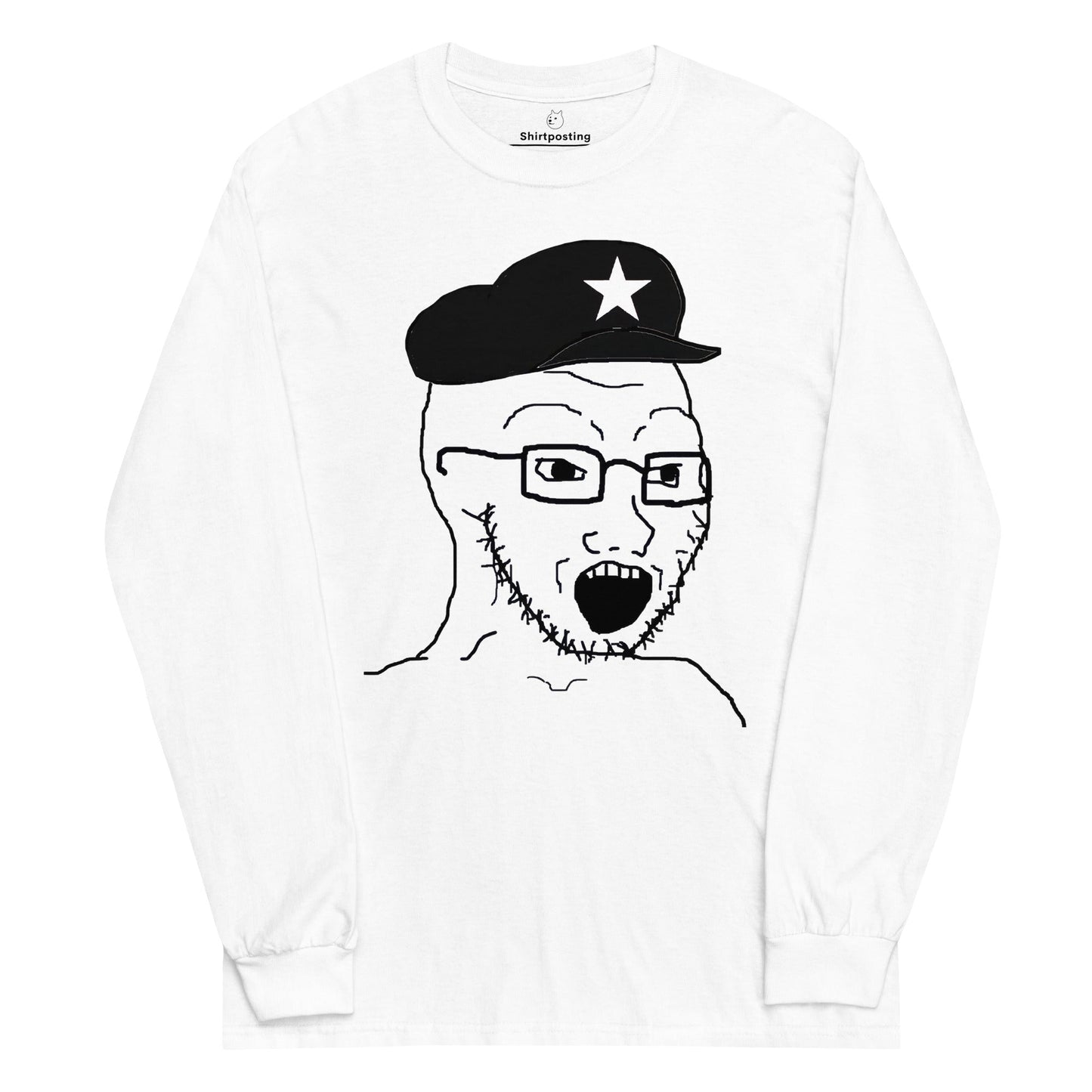 AuthLeft Wojak Meme Long Sleeve T-Shirt Meme - White | Shirtposting