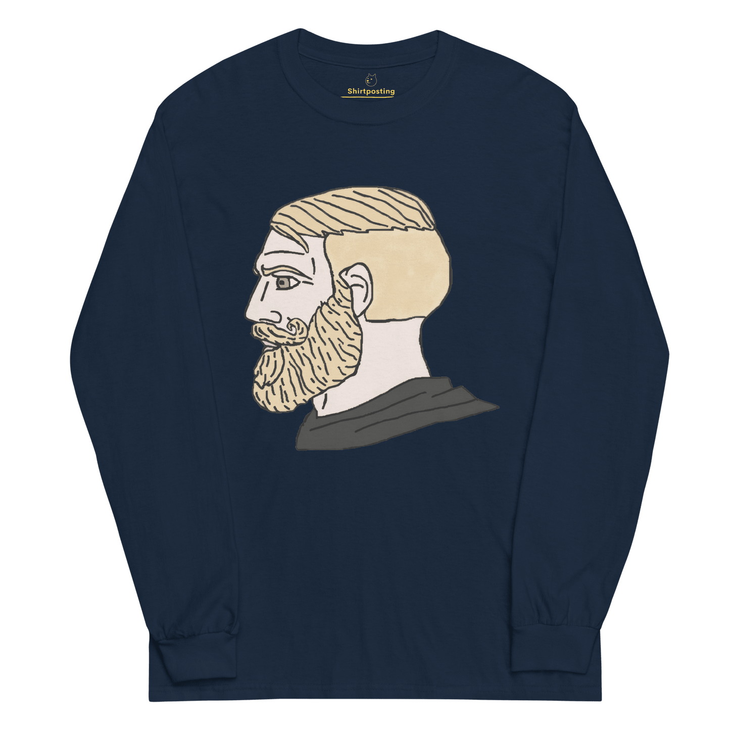 AuthRight Wojak Meme Long Sleeve T-Shirt Meme - Navy | Shirtposting