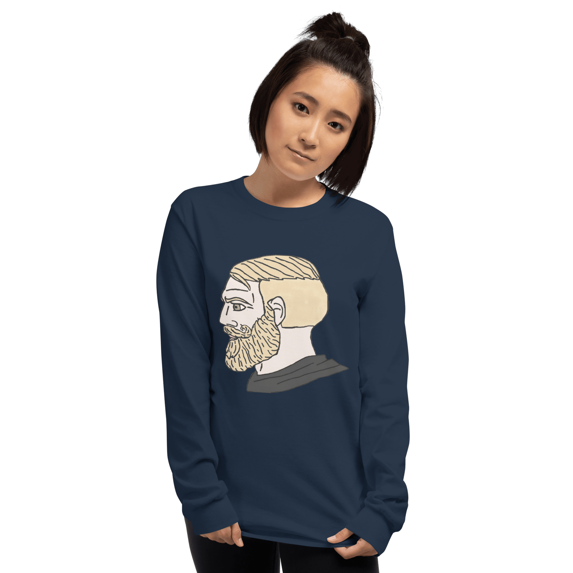 AuthRight Wojak Meme Long Sleeve T-Shirt Meme - Sport Grey | Shirtposting
