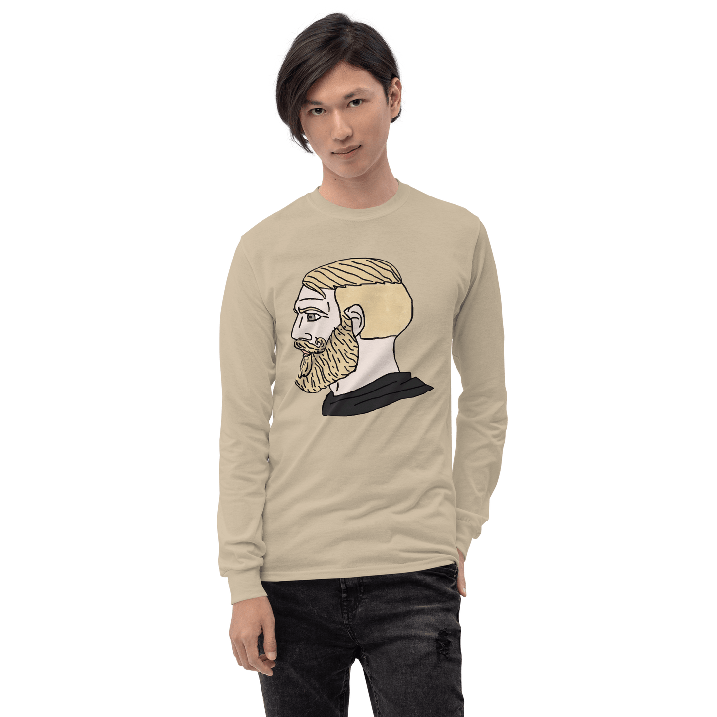 AuthRight Wojak Meme Long Sleeve T-Shirt Meme - Sport Grey | Shirtposting