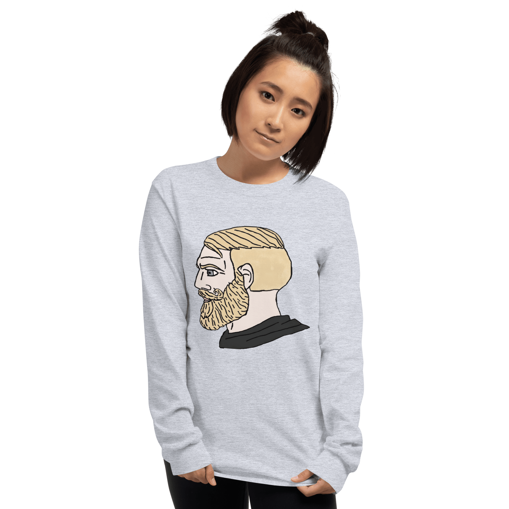 AuthRight Wojak Meme Long Sleeve T-Shirt Meme - Sport Grey | Shirtposting