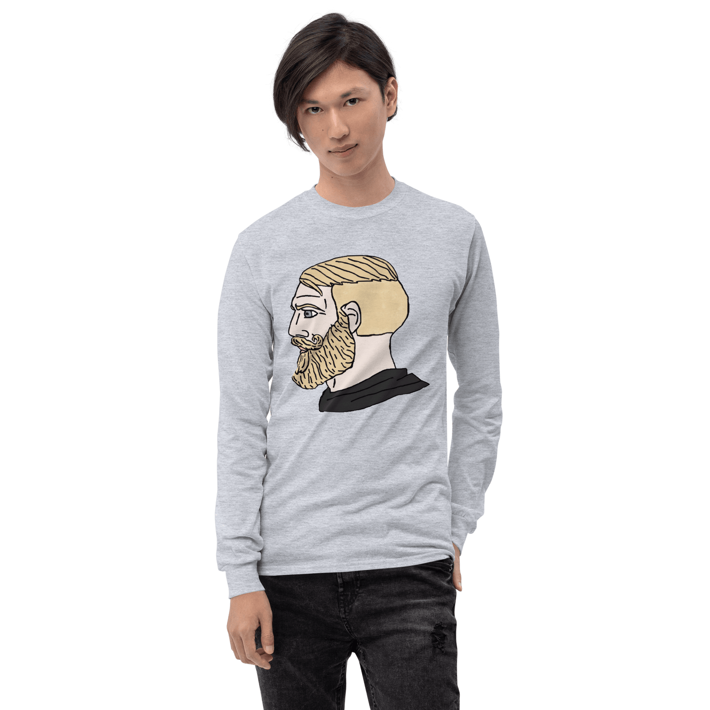 AuthRight Wojak Meme Long Sleeve T-Shirt Meme - Sport Grey | Shirtposting