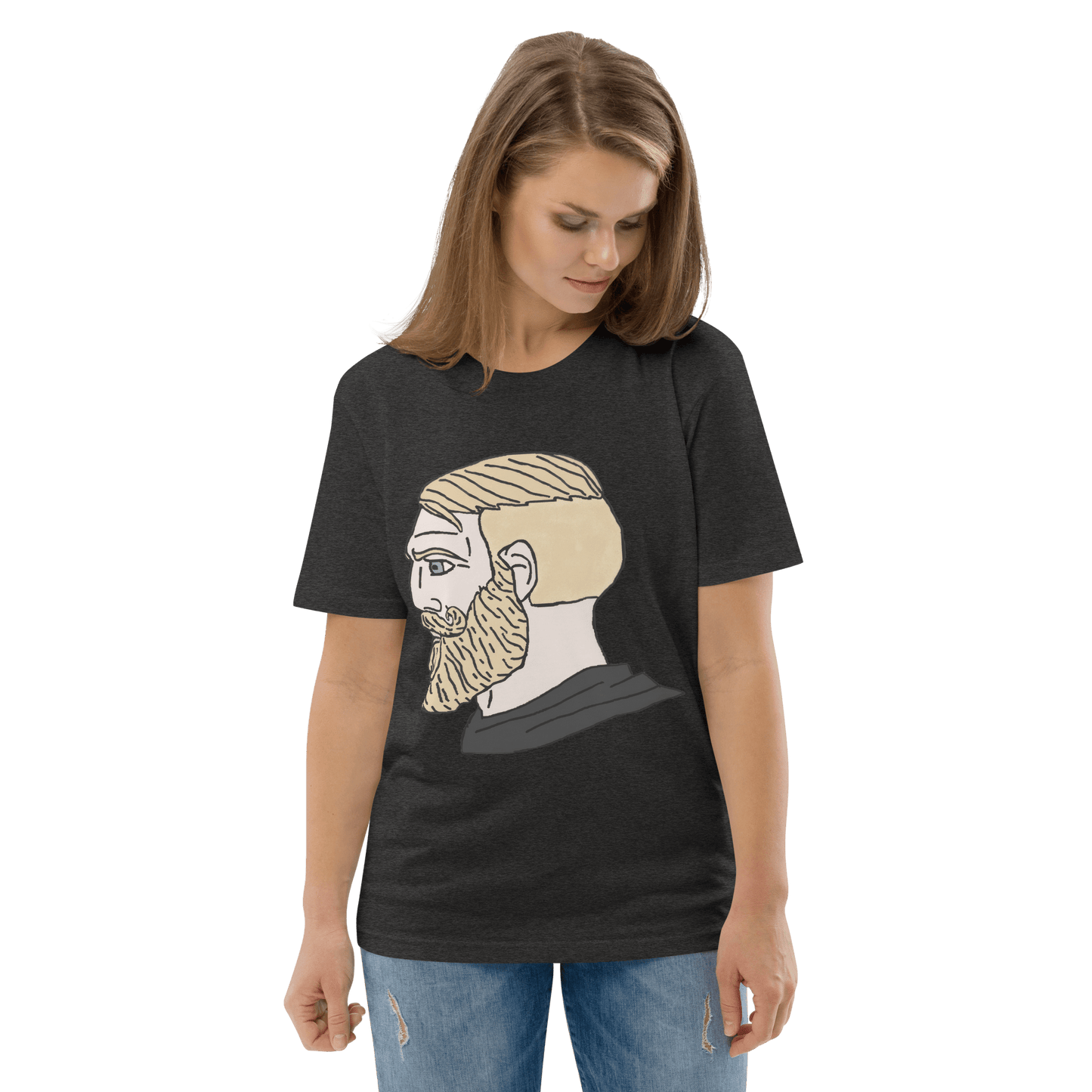 AuthRight Wojak Meme Premium Organic T-Shirt Meme - Dark Heather Grey | Shirtposting