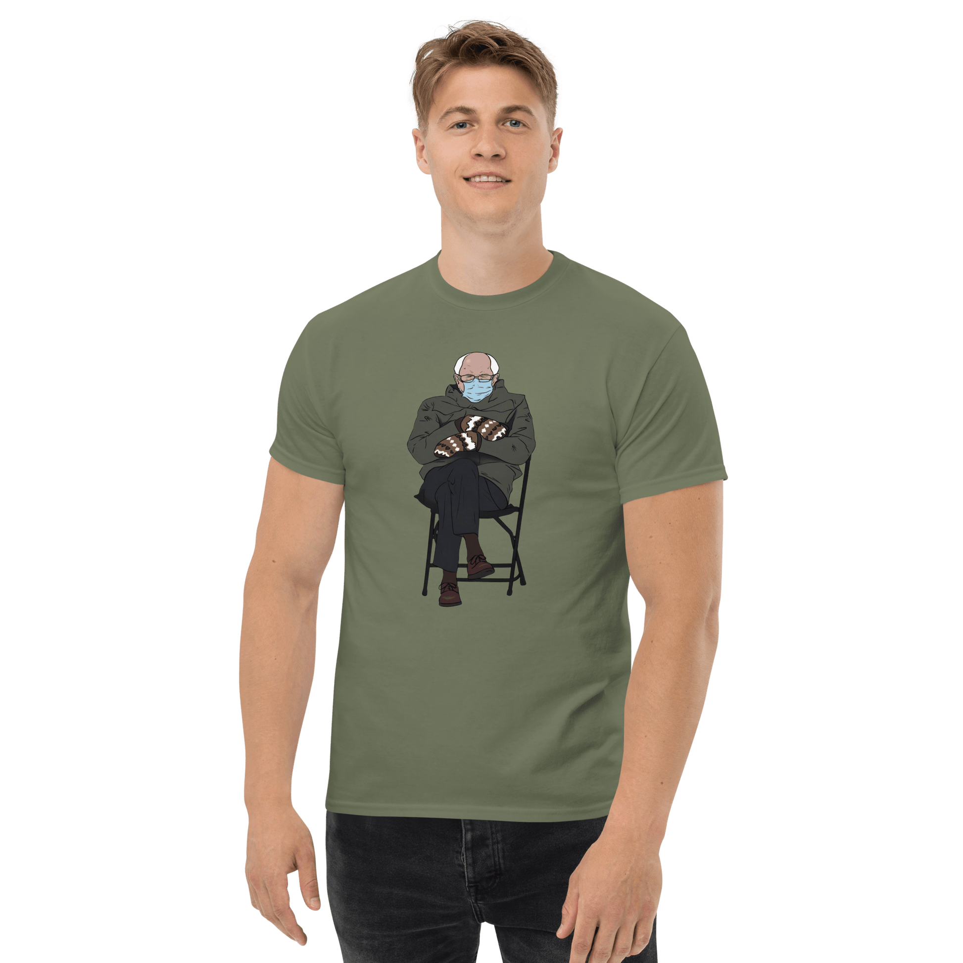 Bernie Mittens Classic T-Shirt Meme - Military Green | Shirtposting