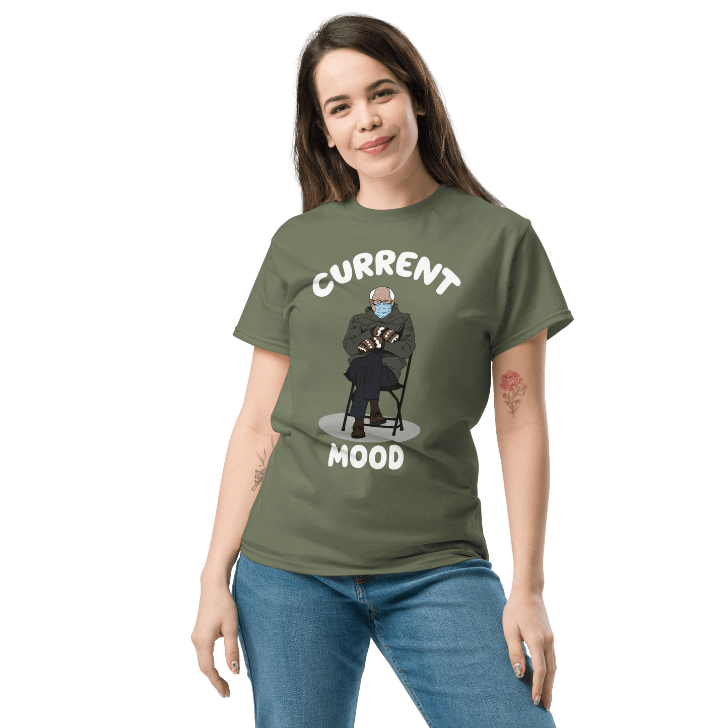 Bernie Mittens Classic T-Shirt Meme - Military Green | Shirtposting