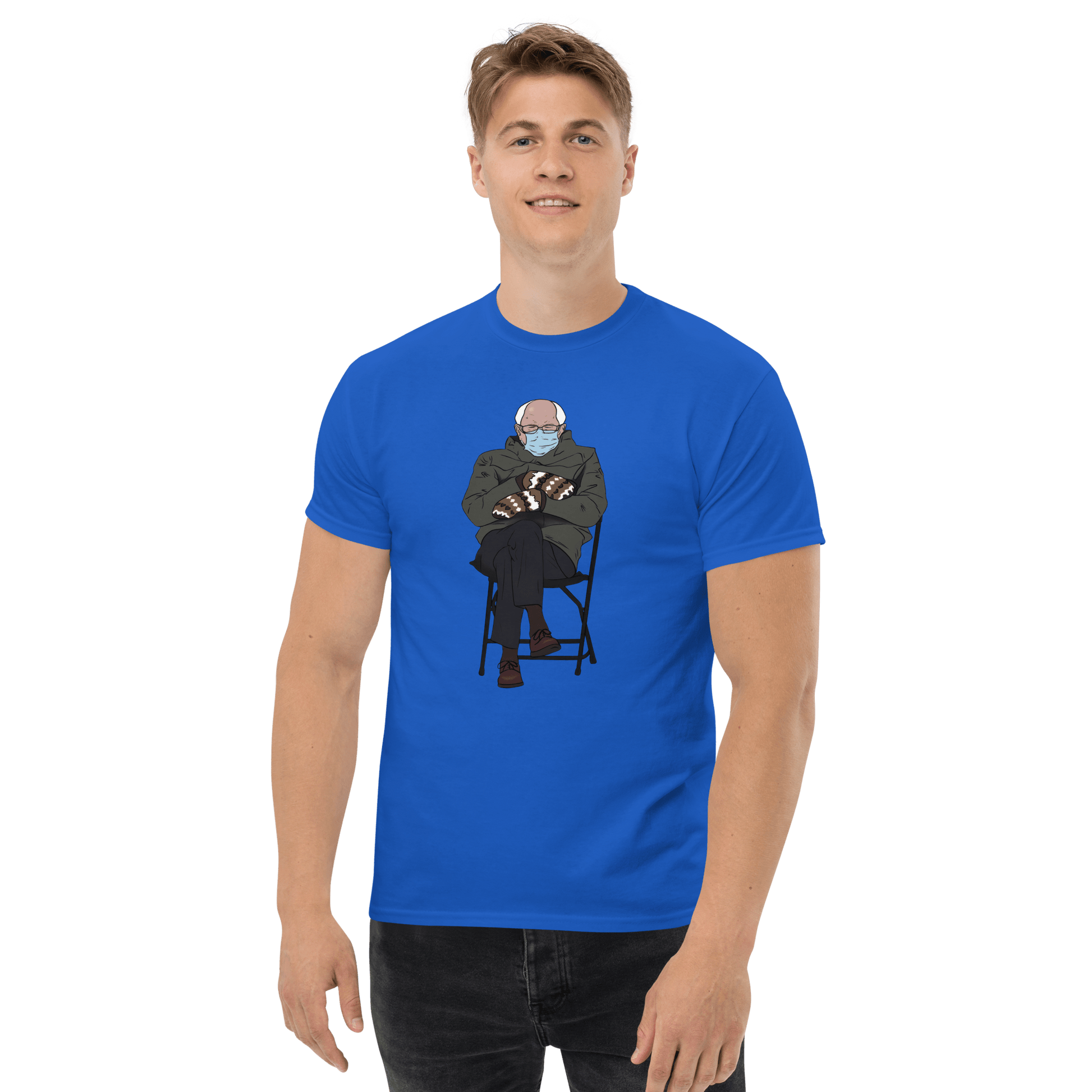 Bernie Mittens Classic T-Shirt Meme - Royal | Shirtposting