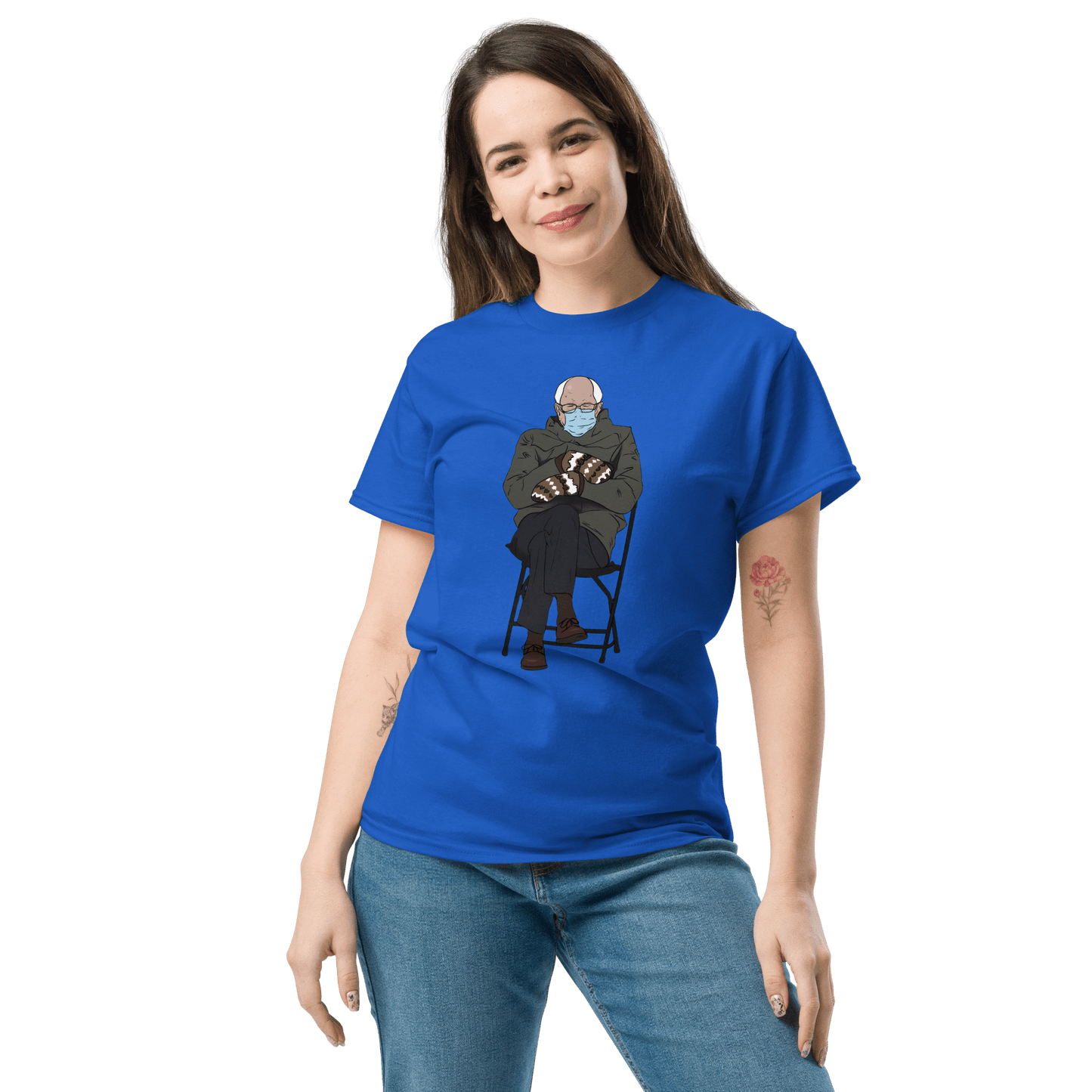 Bernie Mittens Classic T-Shirt Meme - Royal | Shirtposting