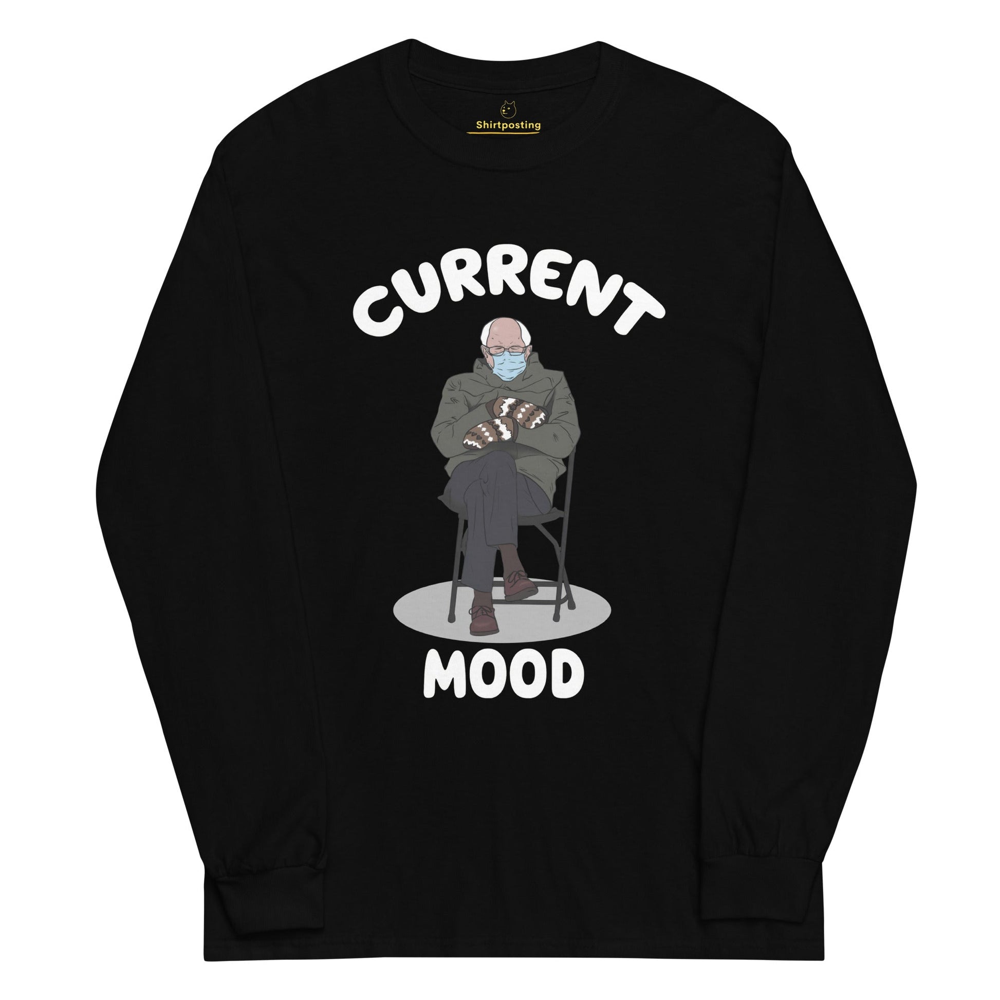 Bernie Mittens Long Sleeve T-Shirt Meme - Black | Shirtposting