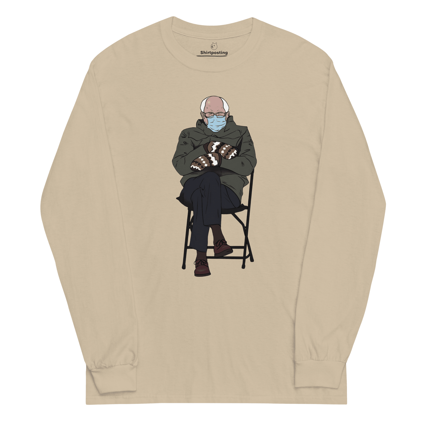 Bernie Mittens Long Sleeve T-Shirt Meme - Sand | Shirtposting