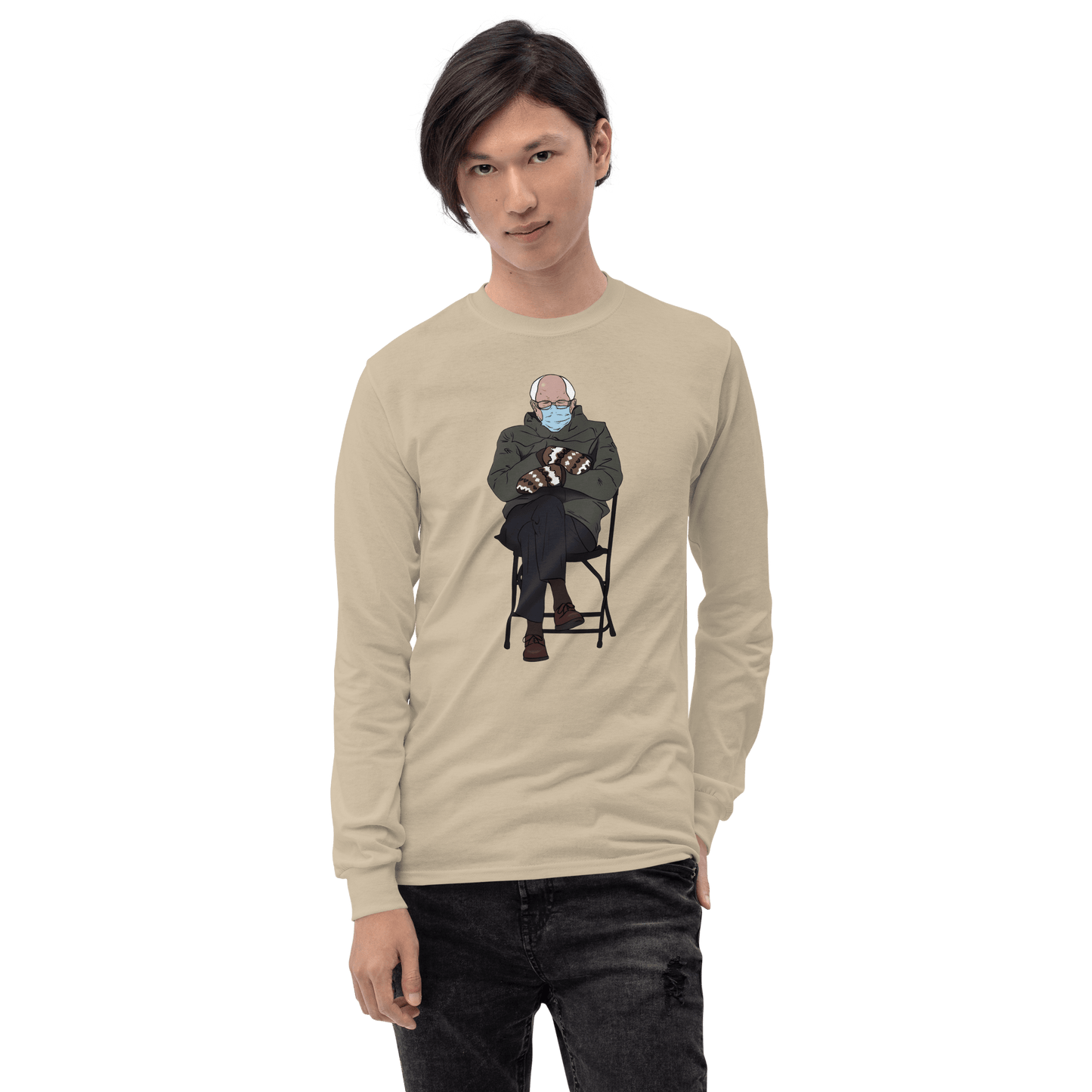 Bernie Mittens Long Sleeve T-Shirt Meme - Sport Grey | Shirtposting