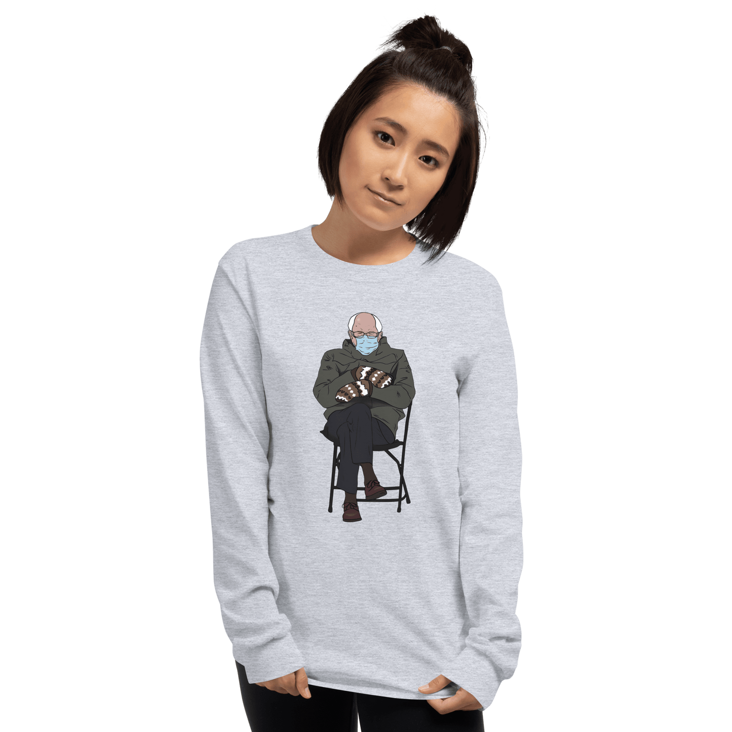 Bernie Mittens Long Sleeve T-Shirt Meme - Sport Grey | Shirtposting
