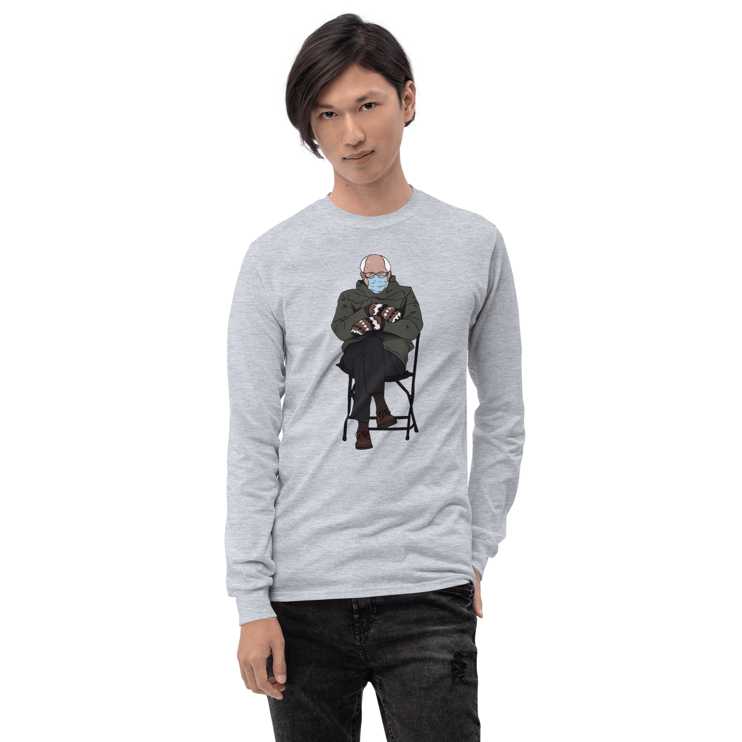 Bernie Mittens Long Sleeve T-Shirt Meme - Sport Grey | Shirtposting
