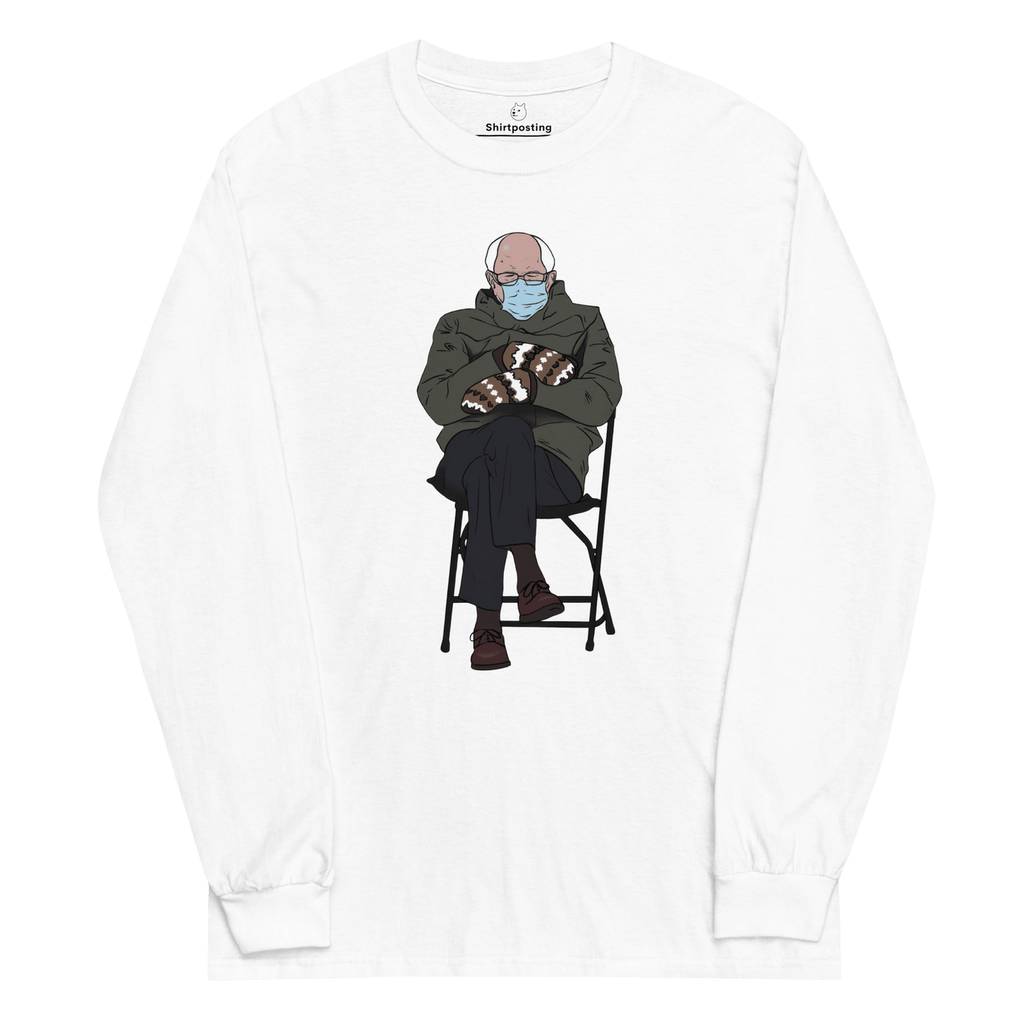 Bernie Mittens Long Sleeve T-Shirt Meme - White | Shirtposting
