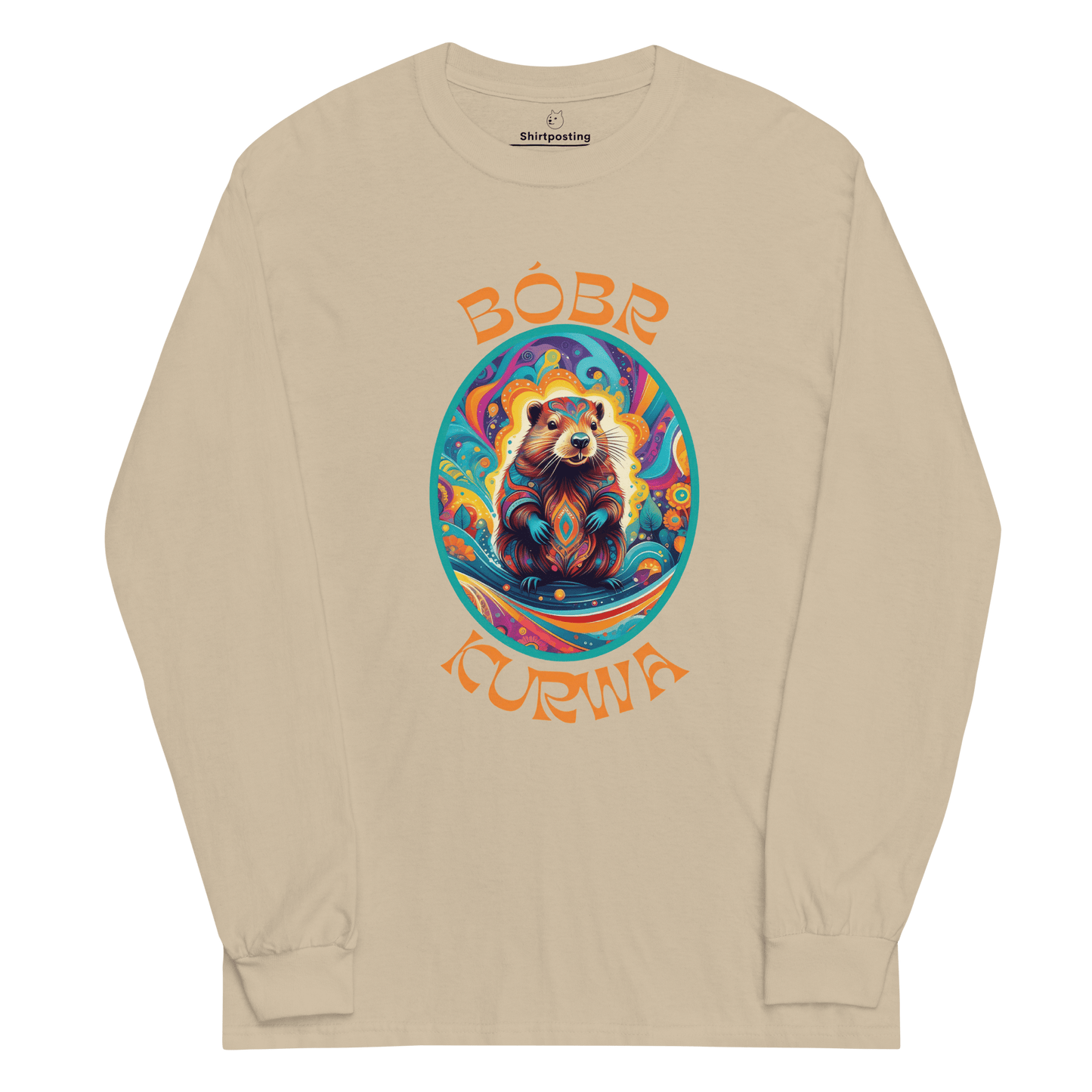 Bober Kurwa Long Sleeve T-Shirt Meme - Sand | Shirtposting