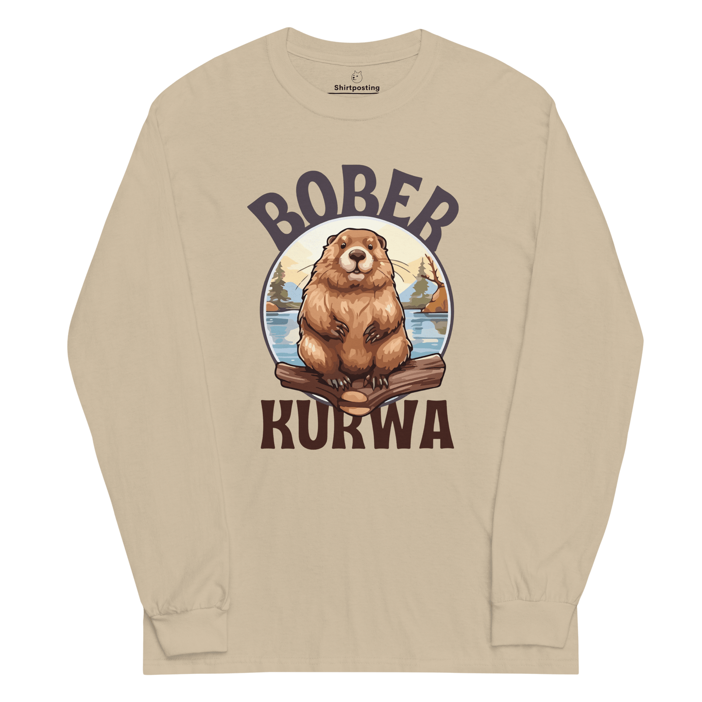 Bober Kurwa Long Sleeve T-Shirt Meme - Sand | Shirtposting