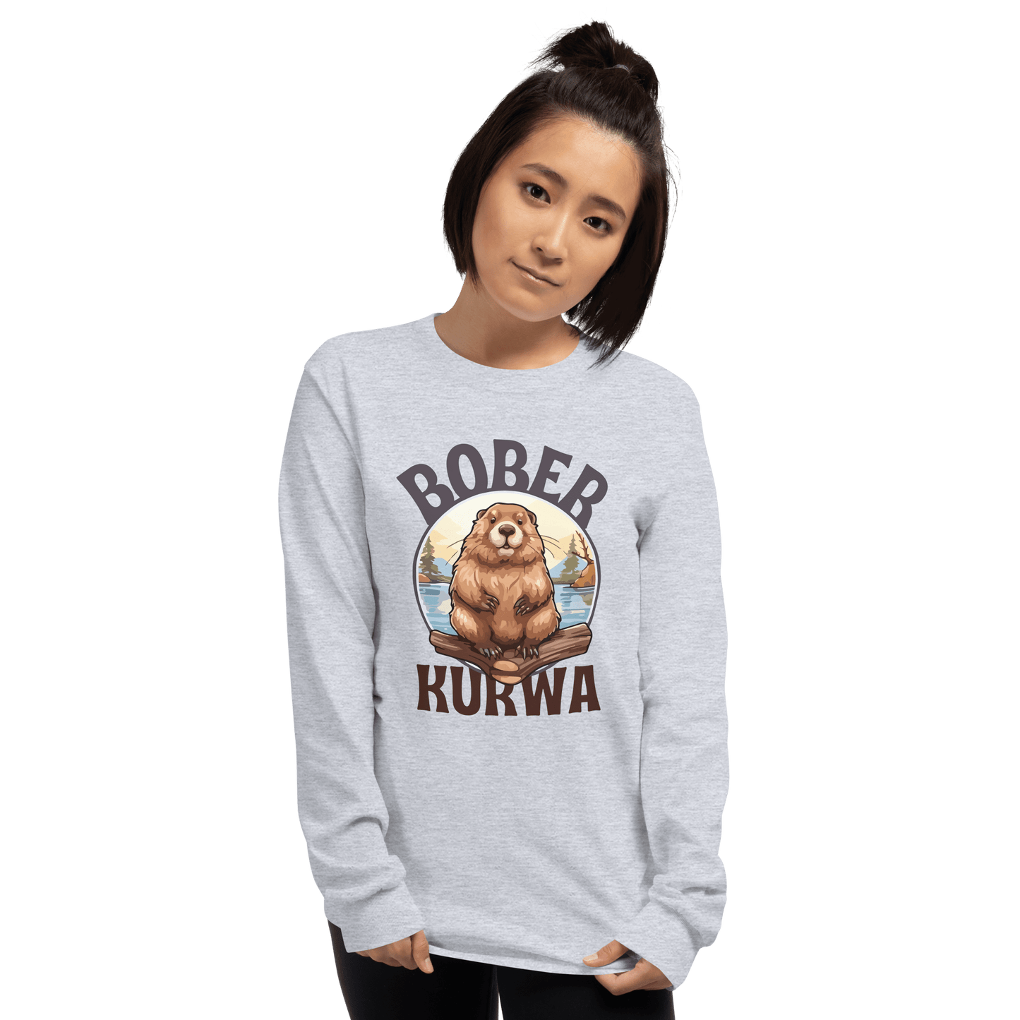 Bober Kurwa Long Sleeve T-Shirt Meme - Sport Grey | Shirtposting