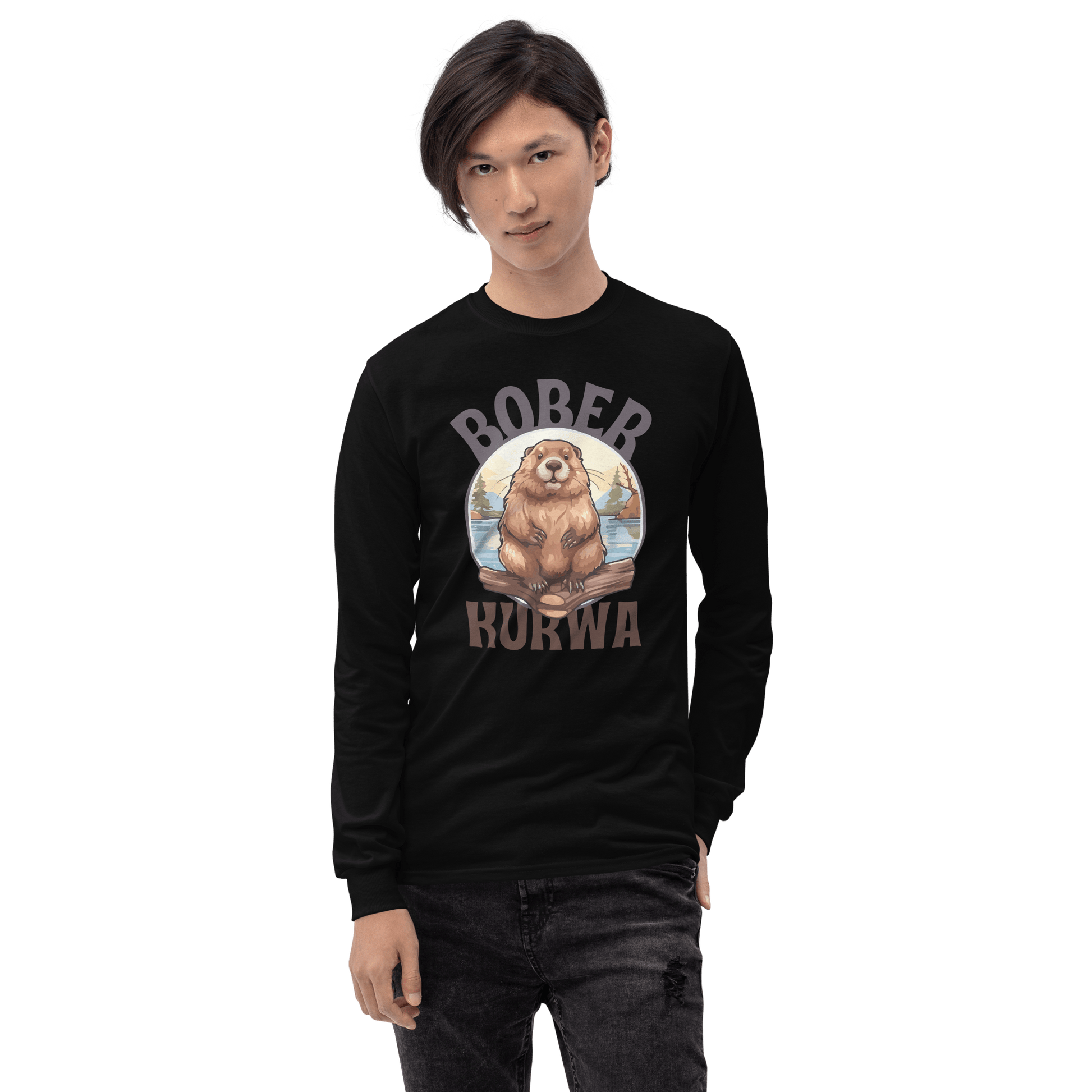 Bober Kurwa Long Sleeve T-Shirt Meme - Sport Grey | Shirtposting