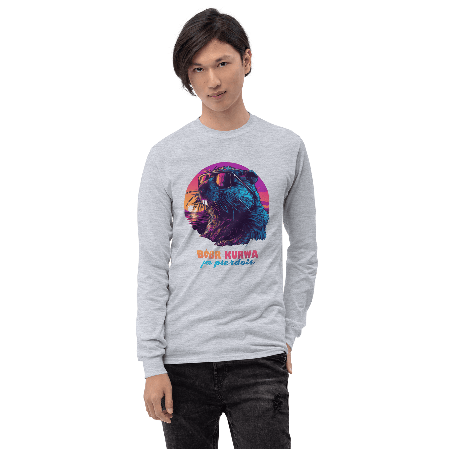 Bober Kurwa Long Sleeve T-Shirt Meme - Sport Grey | Shirtposting
