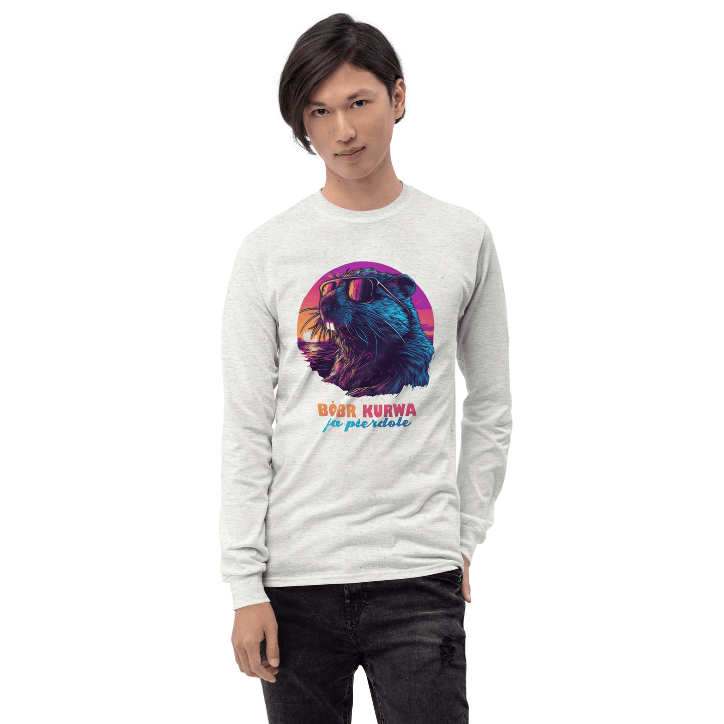 Bober Kurwa Long Sleeve T-Shirt Meme - Sport Grey | Shirtposting