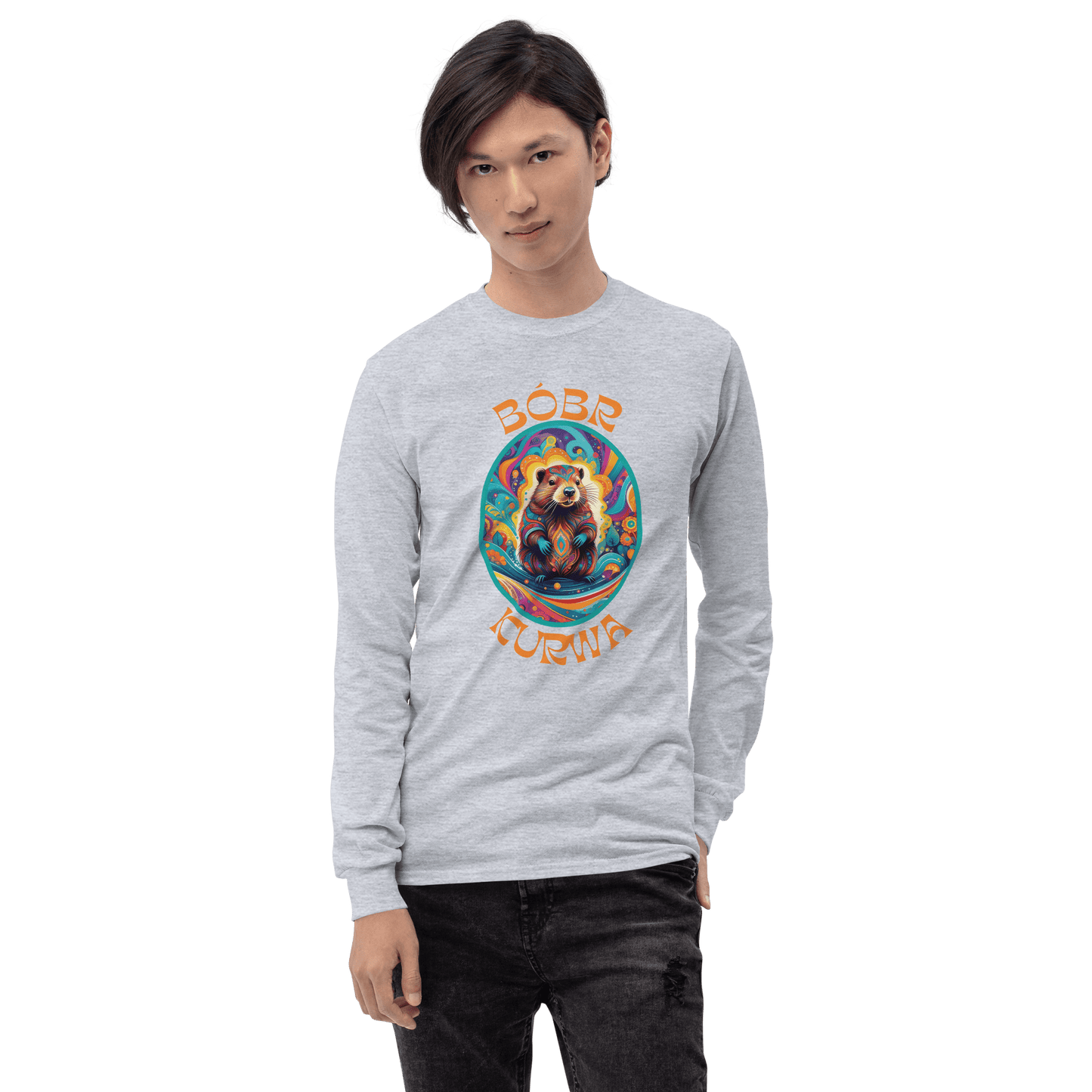Bober Kurwa Long Sleeve T-Shirt Meme - Sport Grey | Shirtposting