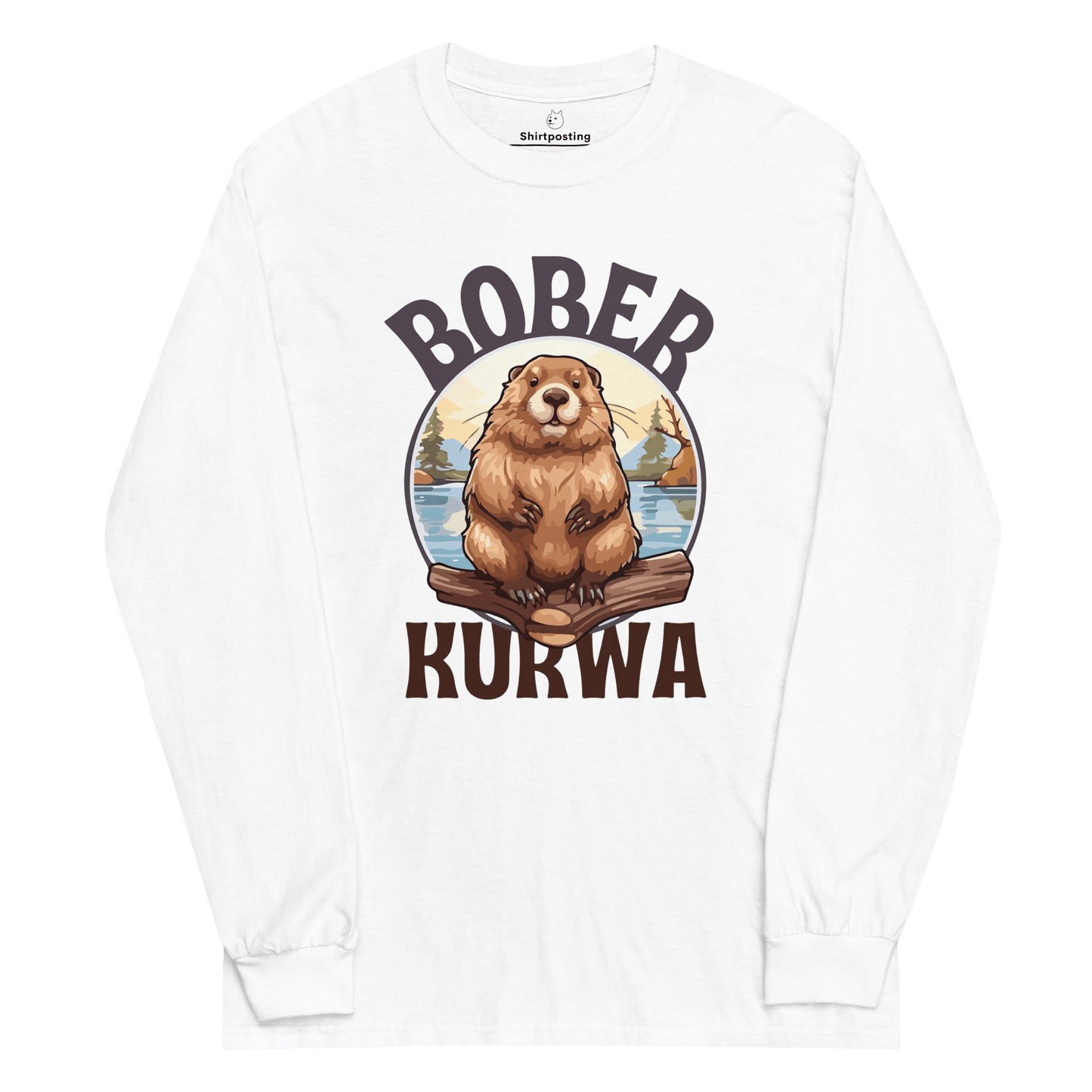 Bober Kurwa Long Sleeve T-Shirt Meme - White | Shirtposting