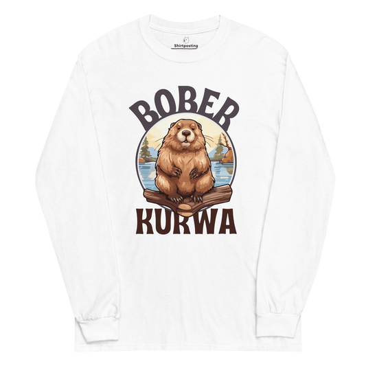 Bober Kurwa Long Sleeve T-Shirt Meme - White | Shirtposting