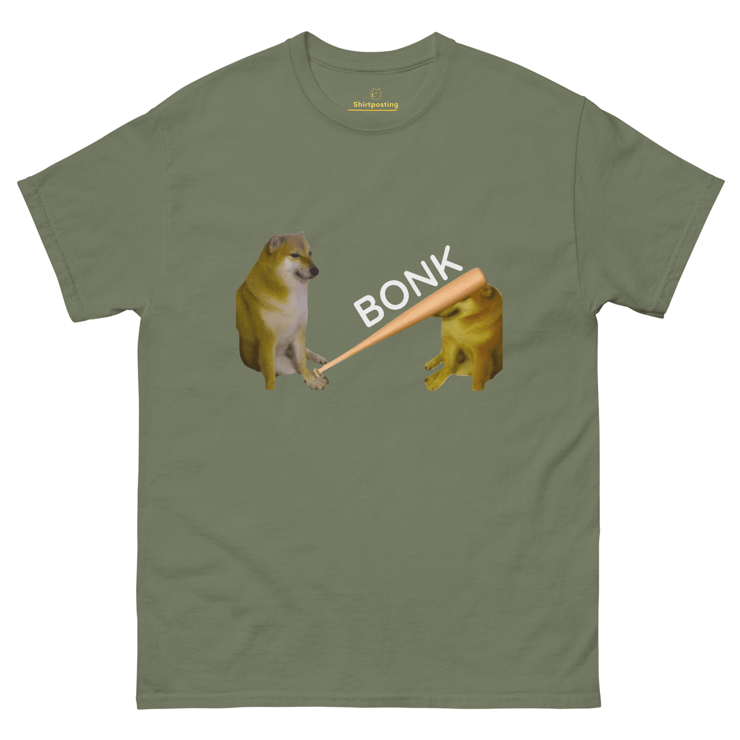 Bonk Classic T-Shirt Meme - Military Green | Shirtposting