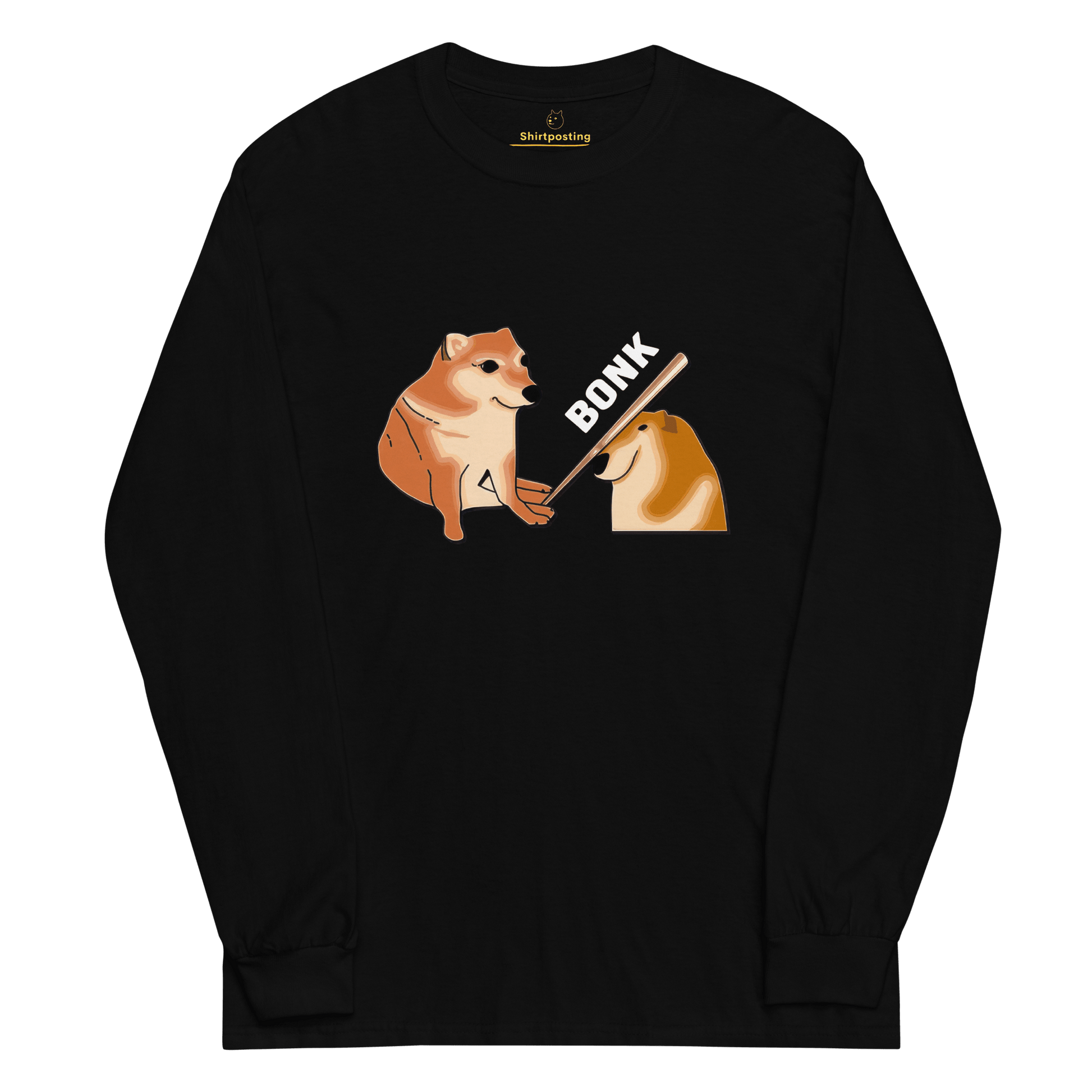 Bonk Long Sleeve T-Shirt Meme - Black | Shirtposting