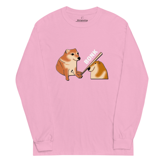 Bonk Long Sleeve T-Shirt Meme - Light Pink | Shirtposting