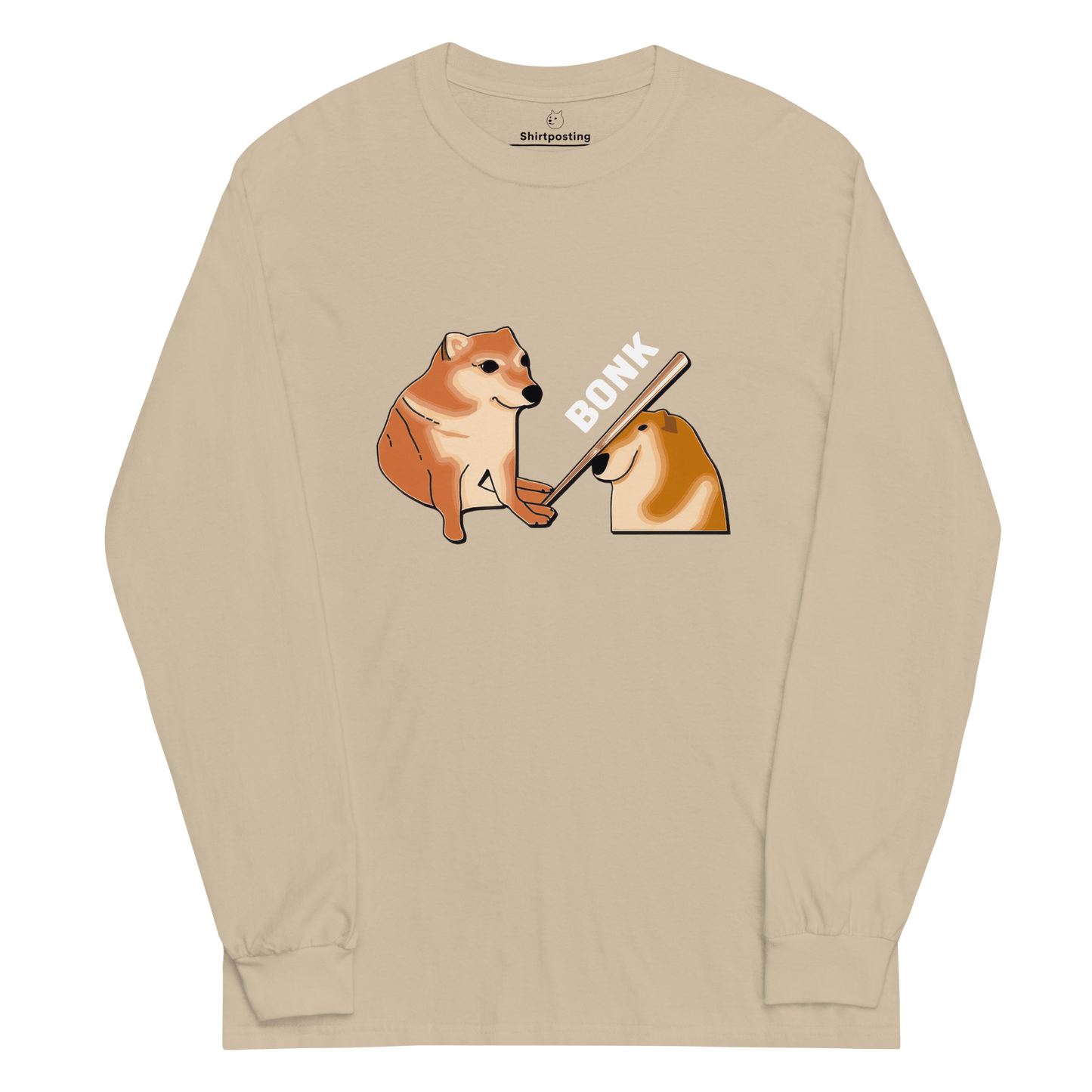 Bonk Long Sleeve T-Shirt Meme - Sand | Shirtposting