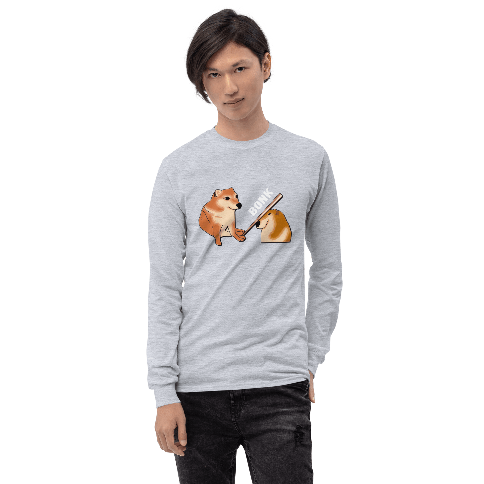 Bonk Long Sleeve T-Shirt Meme - Sport Grey | Shirtposting