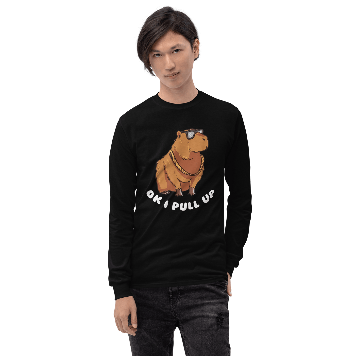 Capybara Long Sleeve T-Shirt Meme - Military Green | Shirtposting