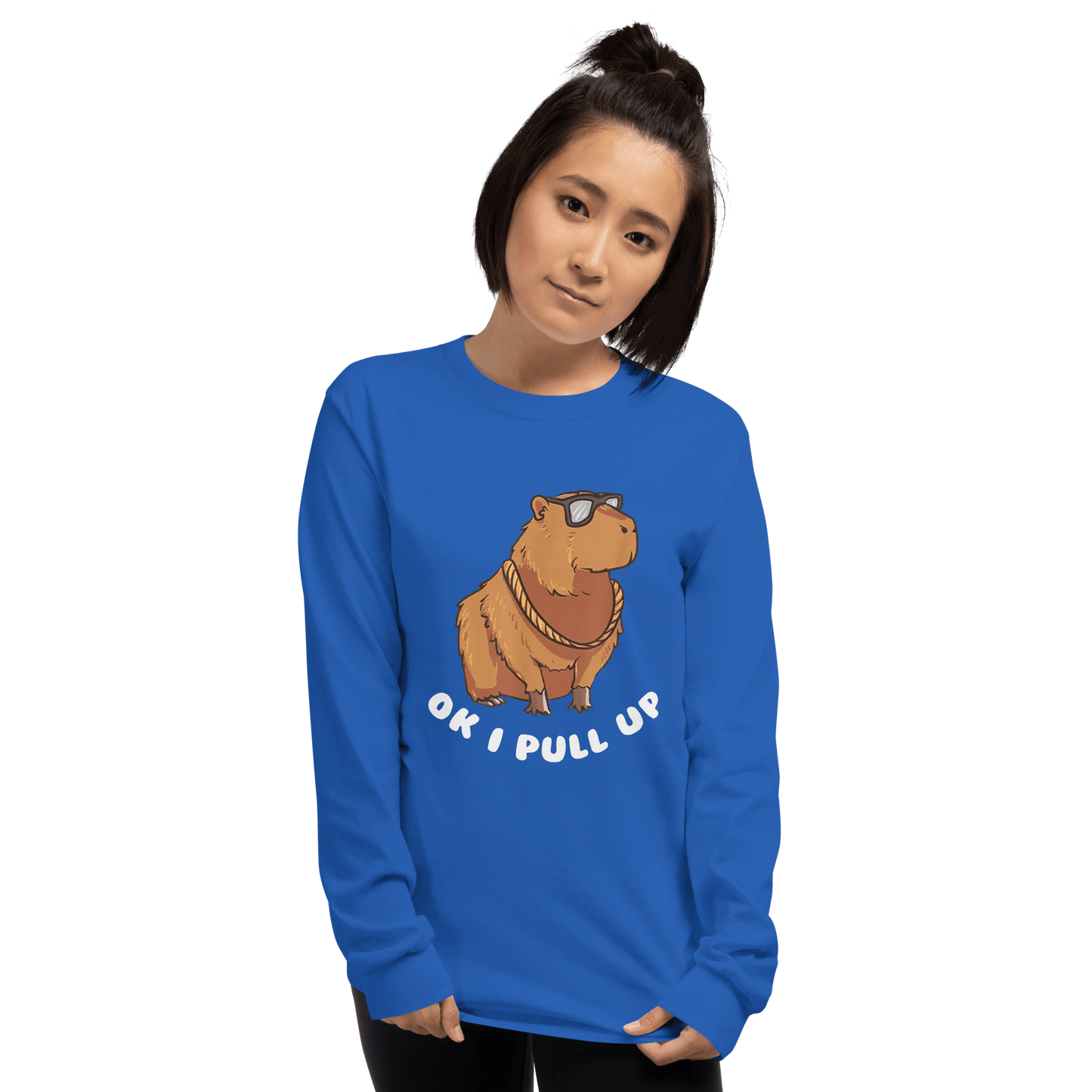 Capybara Long Sleeve T-Shirt Meme - Military Green | Shirtposting