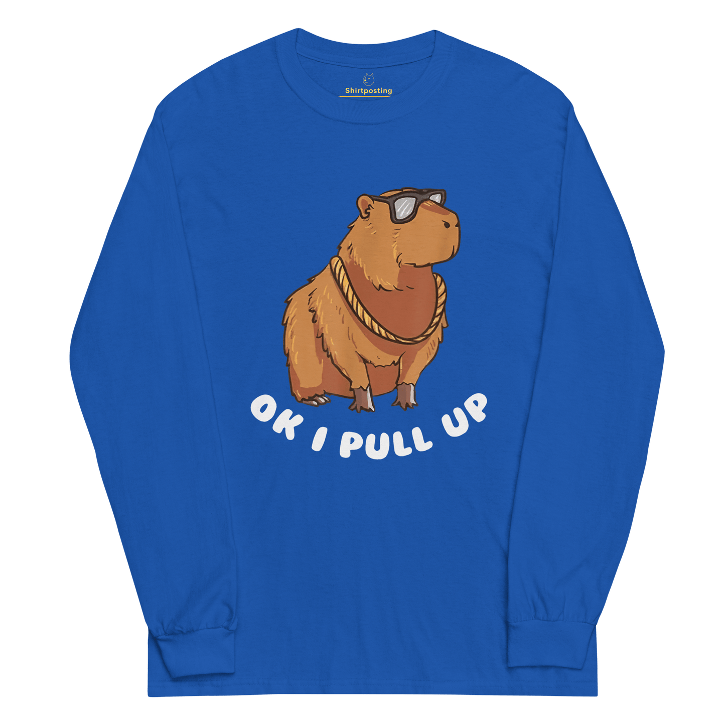 Capybara Long Sleeve T-Shirt Meme - Royal | Shirtposting