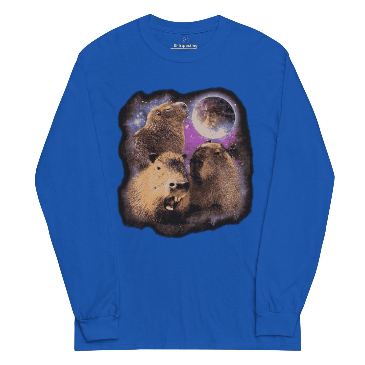 Capybara Long Sleeve T-Shirt Meme - Royal | Shirtposting