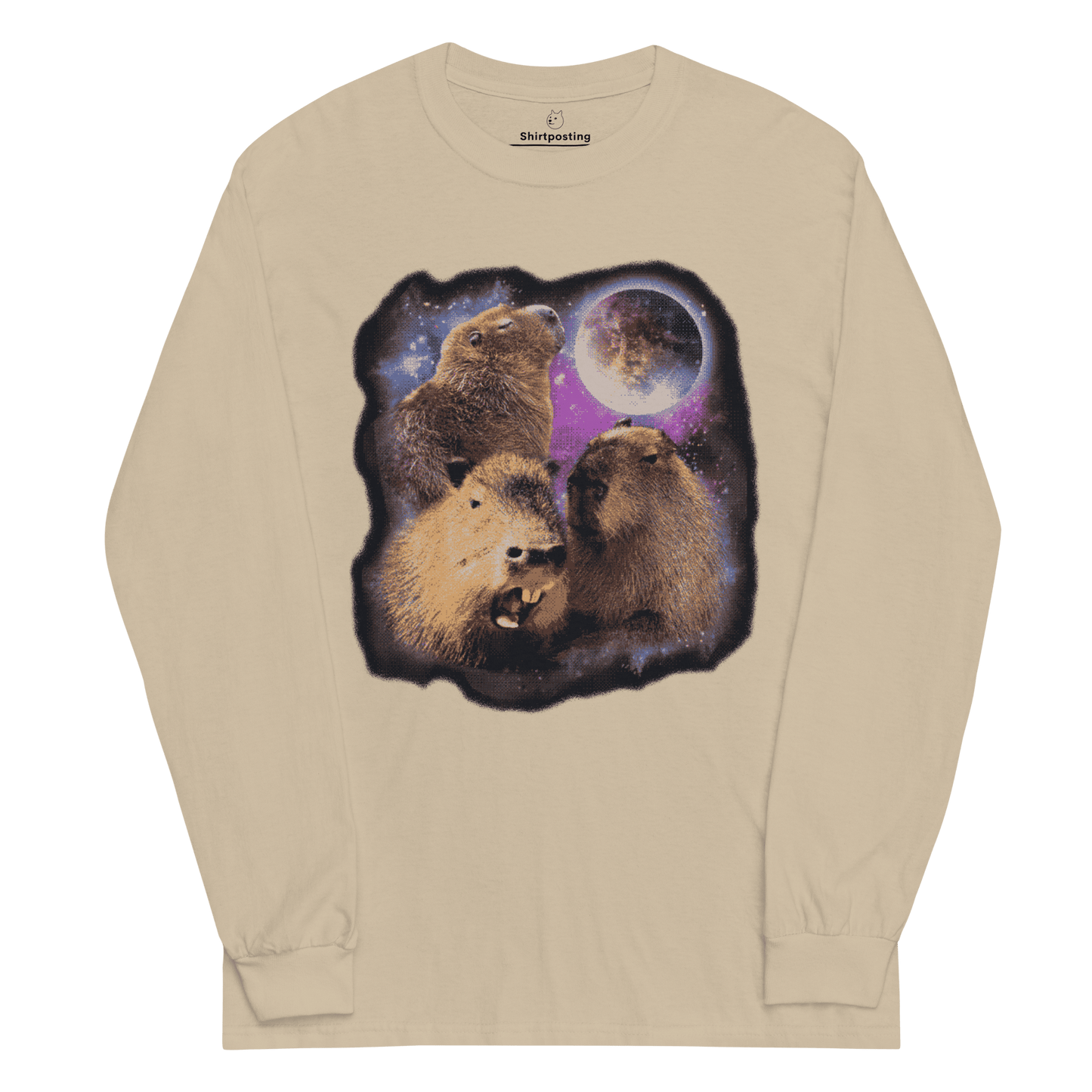 Capybara Long Sleeve T-Shirt Meme - Sand | Shirtposting