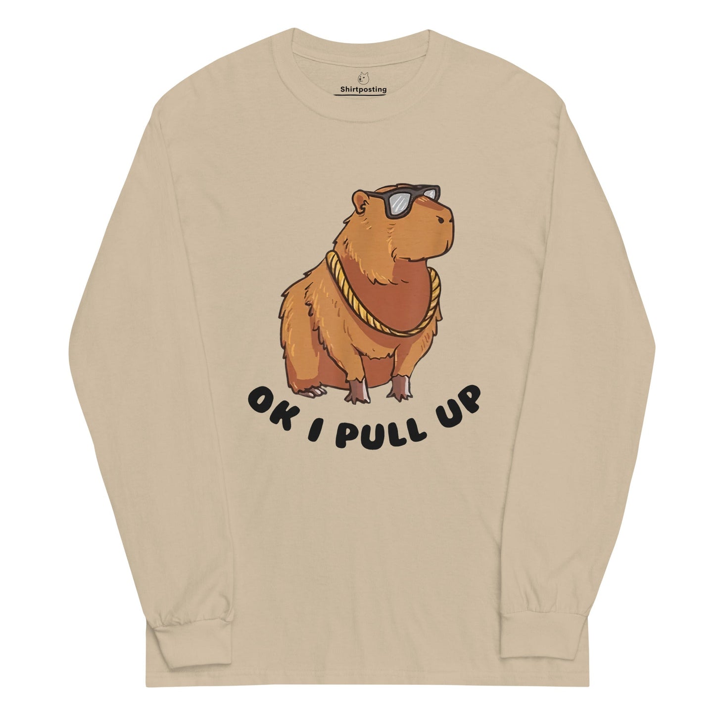 Capybara Long Sleeve T-Shirt Meme - Sand | Shirtposting