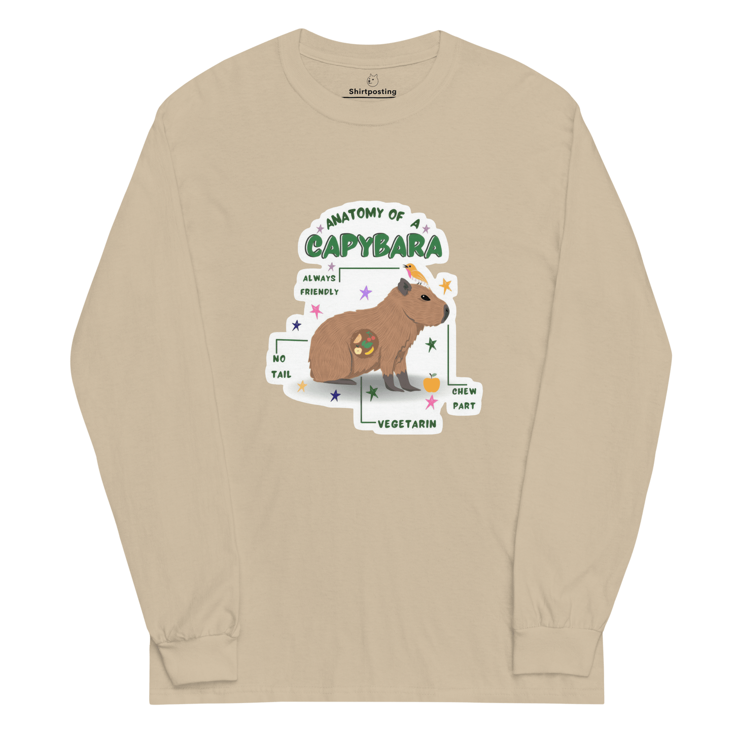 Capybara Long Sleeve T-Shirt Meme - Sand | Shirtposting