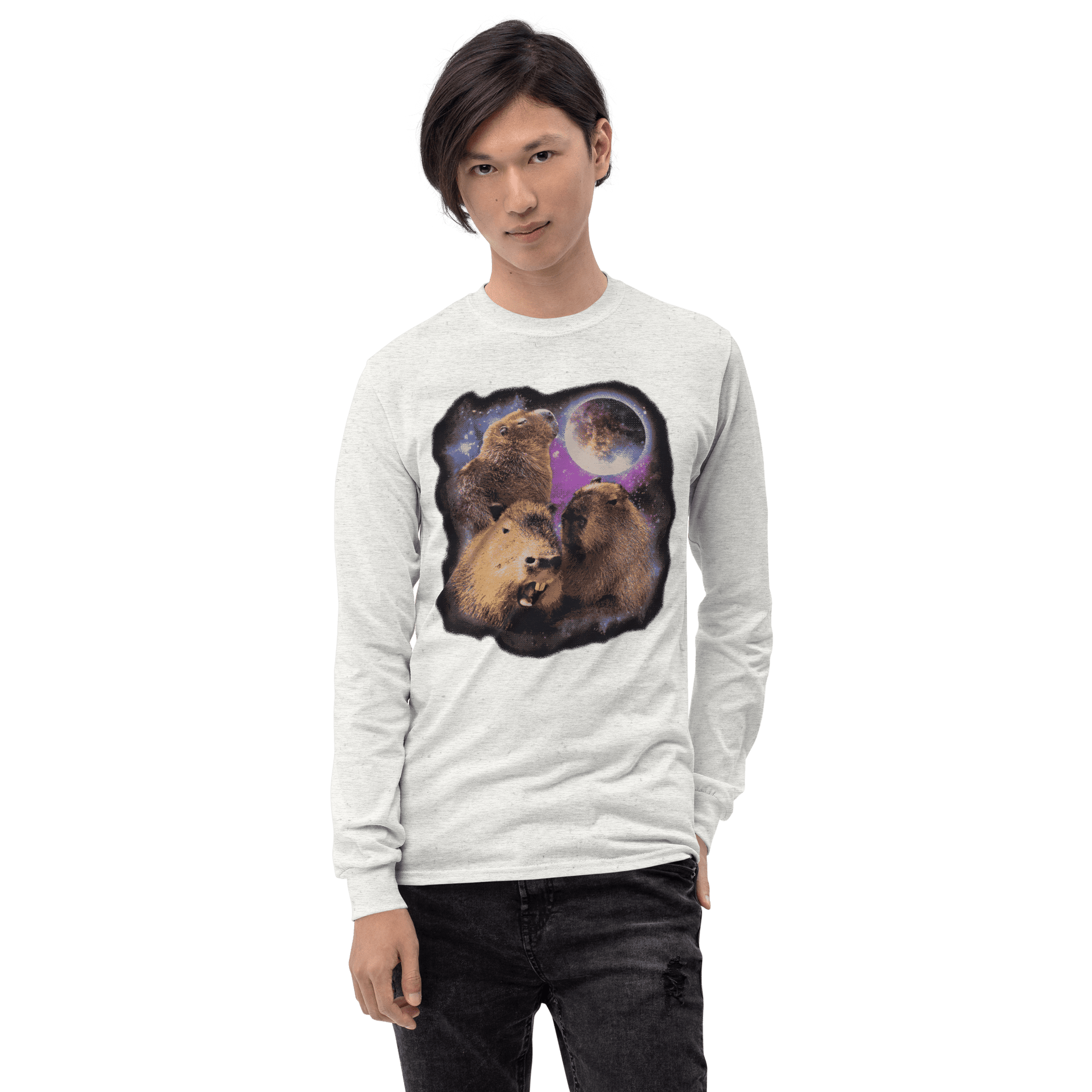 Capybara Long Sleeve T-Shirt Meme - Sport Grey | Shirtposting