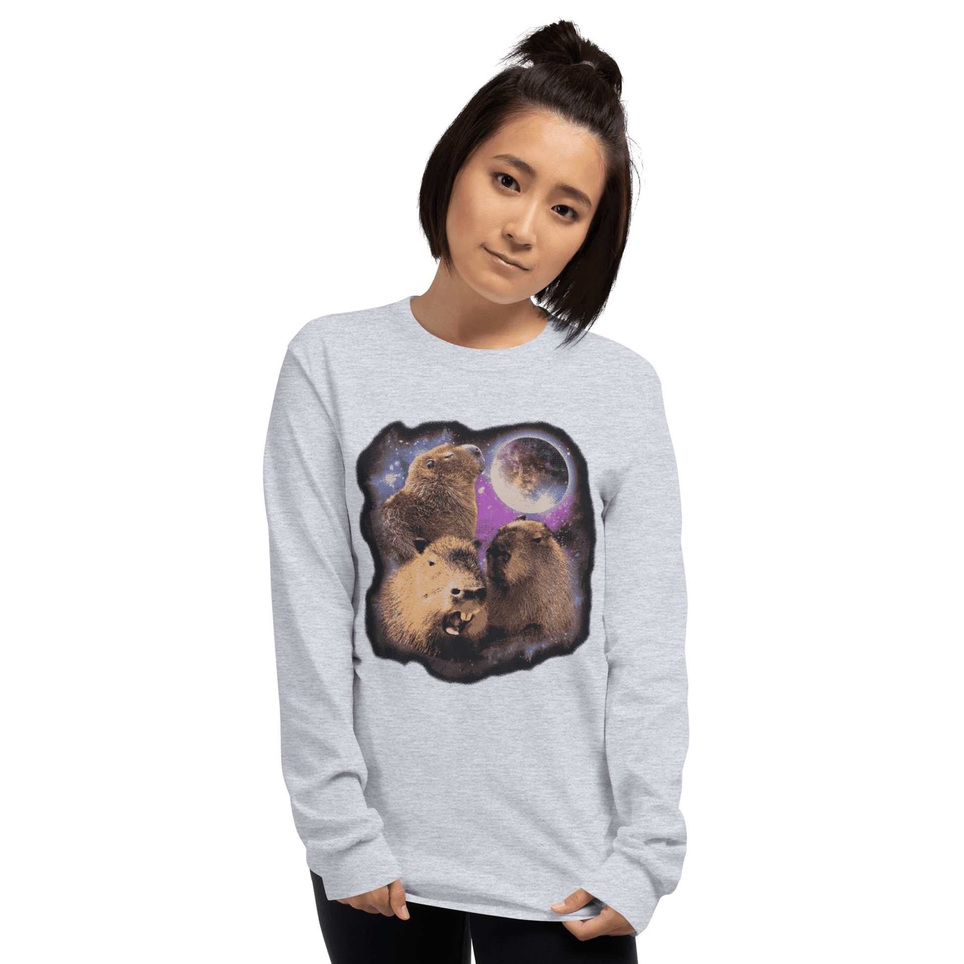 Capybara Long Sleeve T-Shirt Meme - Sport Grey | Shirtposting