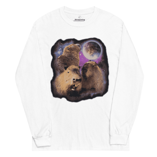 Capybara Long Sleeve T-Shirt Meme - White | Shirtposting