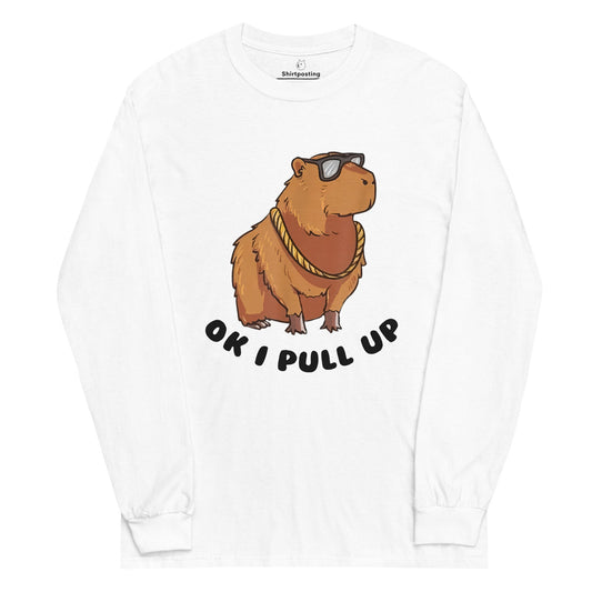 Capybara Long Sleeve T-Shirt Meme - White | Shirtposting