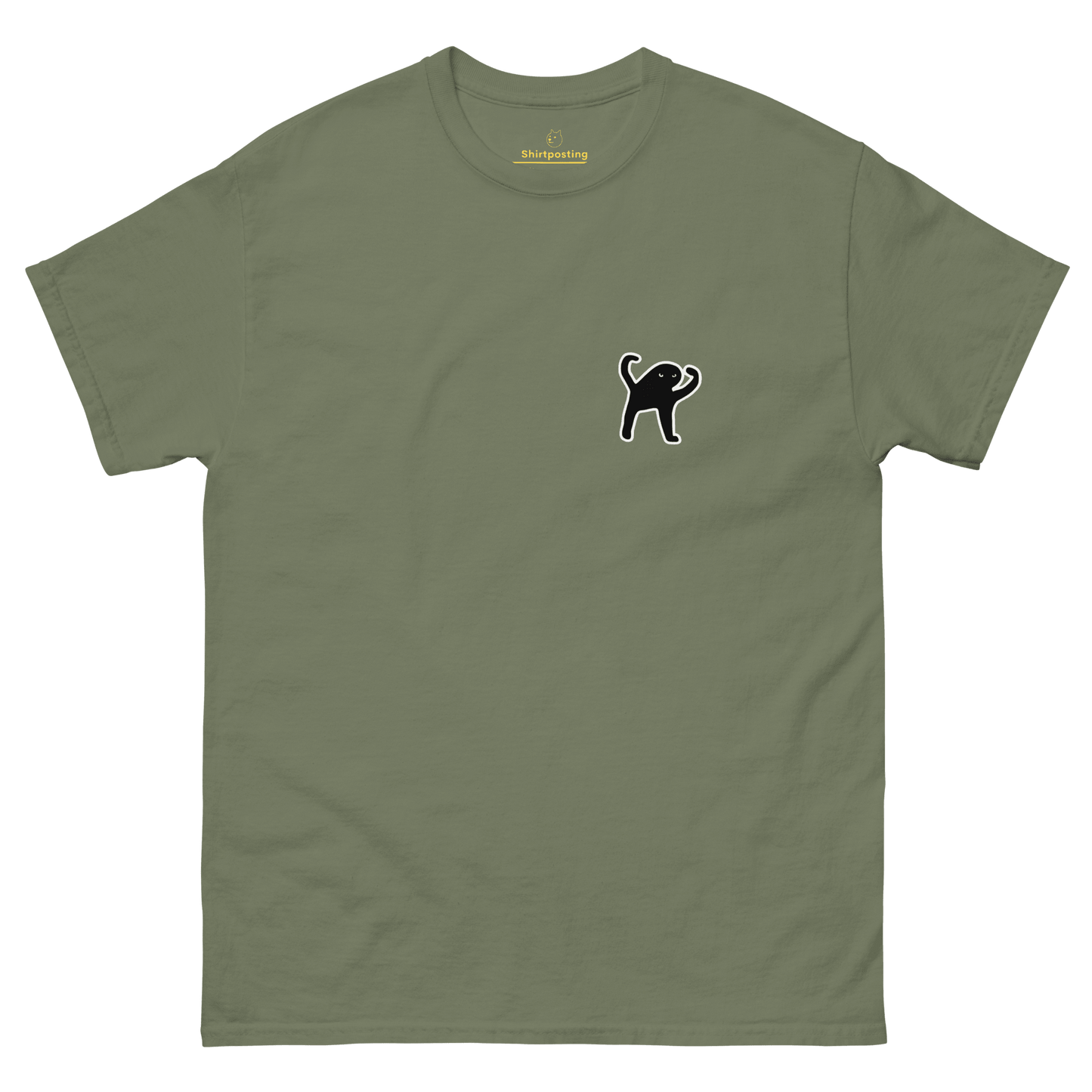 Cat Classic T-Shirt Meme - Military Green | Shirtposting