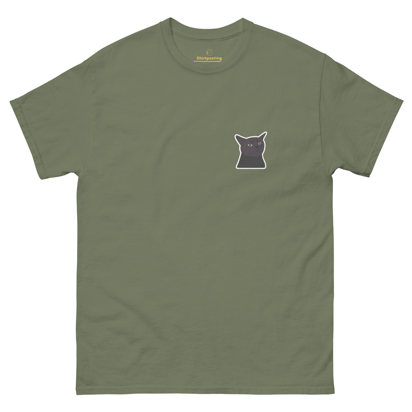 Cat Classic T-Shirt Meme - Military Green | Shirtposting