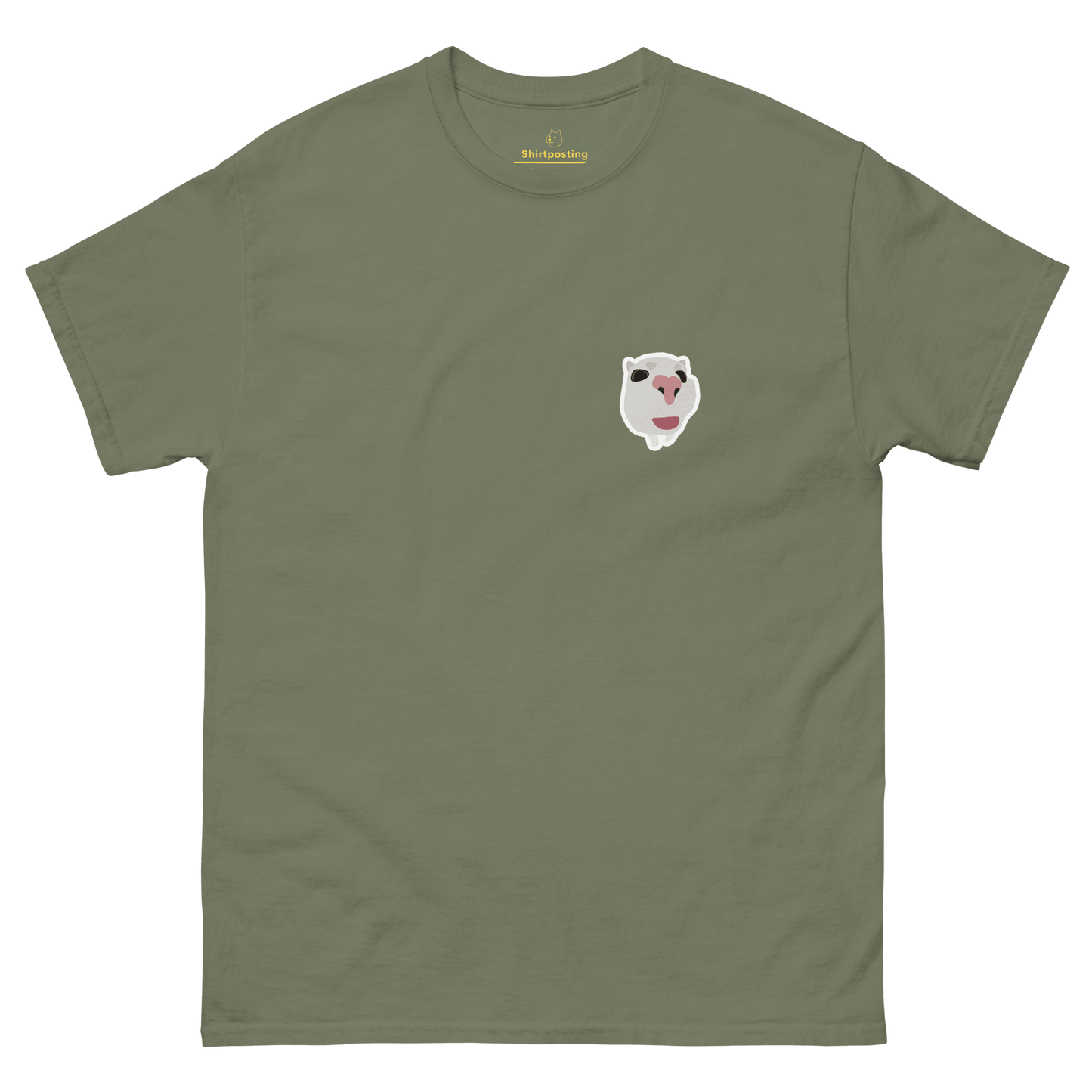 Cat Classic T-Shirt Meme - Military Green | Shirtposting